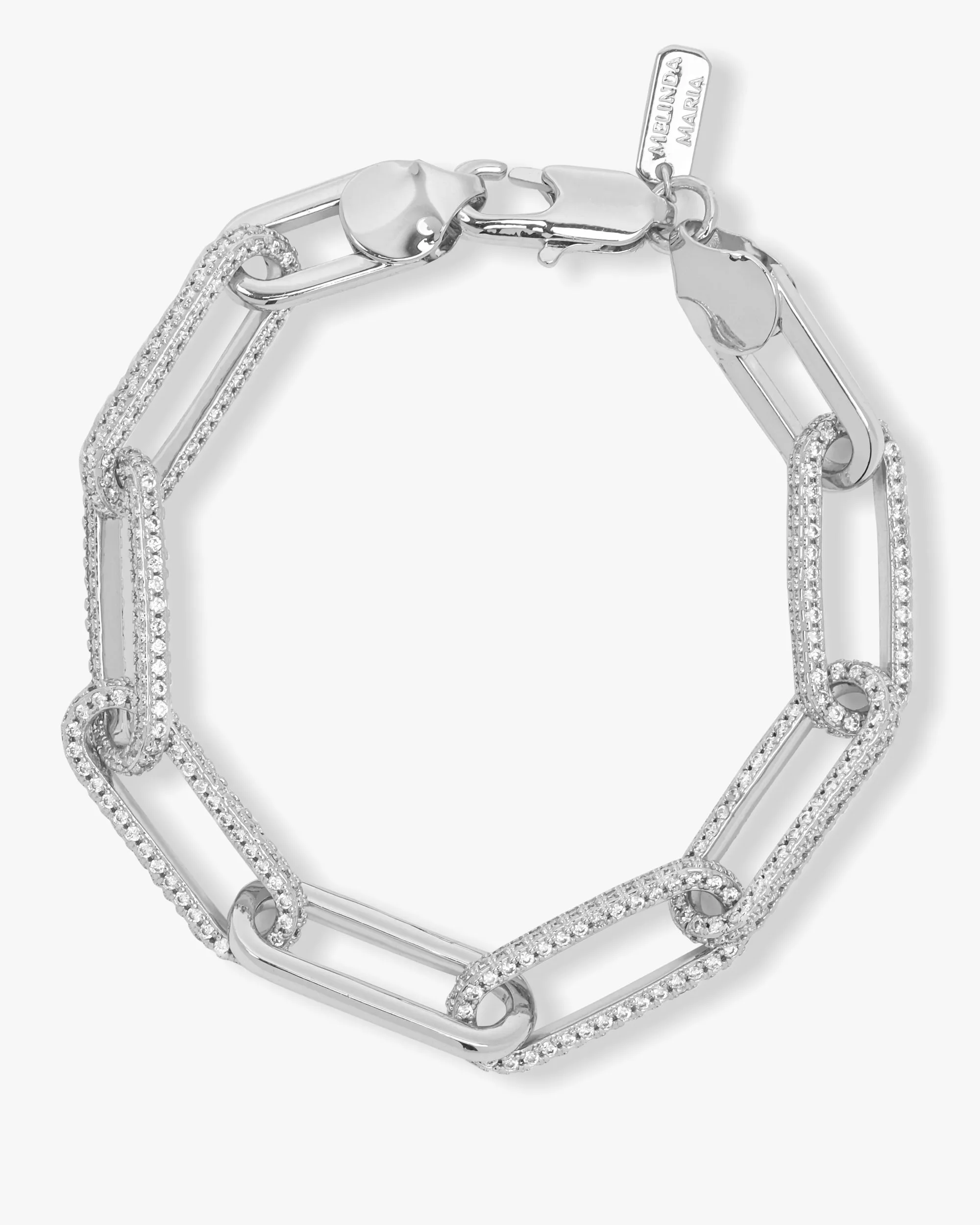 Carrie Pavé Chain Link Bracelet - Silver|White Diamondettes sold by Melinda Maria