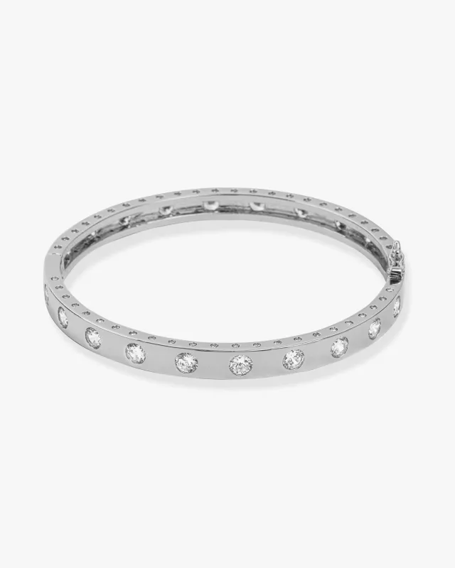 Ashley Hinge Cuff - Silver|White Diamondettes sold by Melinda Maria