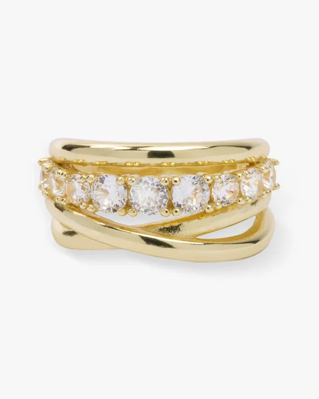 "Oh She Fancy" Stacked Diamond Ring - Gold|White Diamondettes made by Melinda Maria