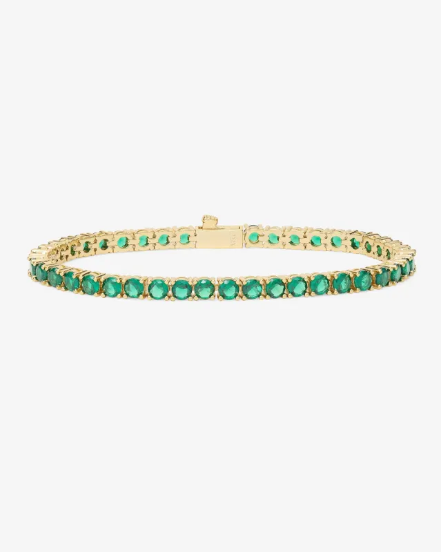 Grand Heiress Tennis Bracelet - Gold|Emerald sold by Melinda Maria