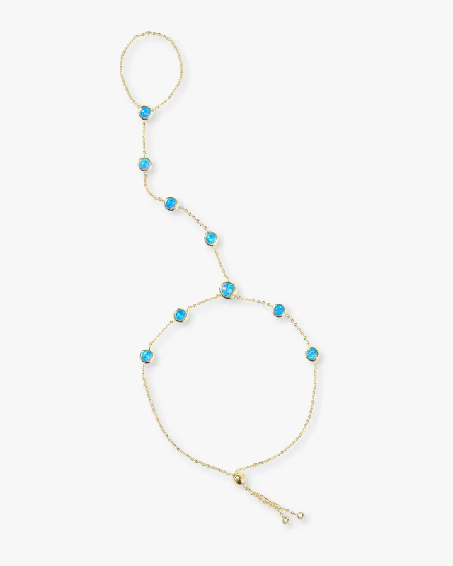 Mojave Hand Chain - Gold|Blue Opal sold by Melinda Maria