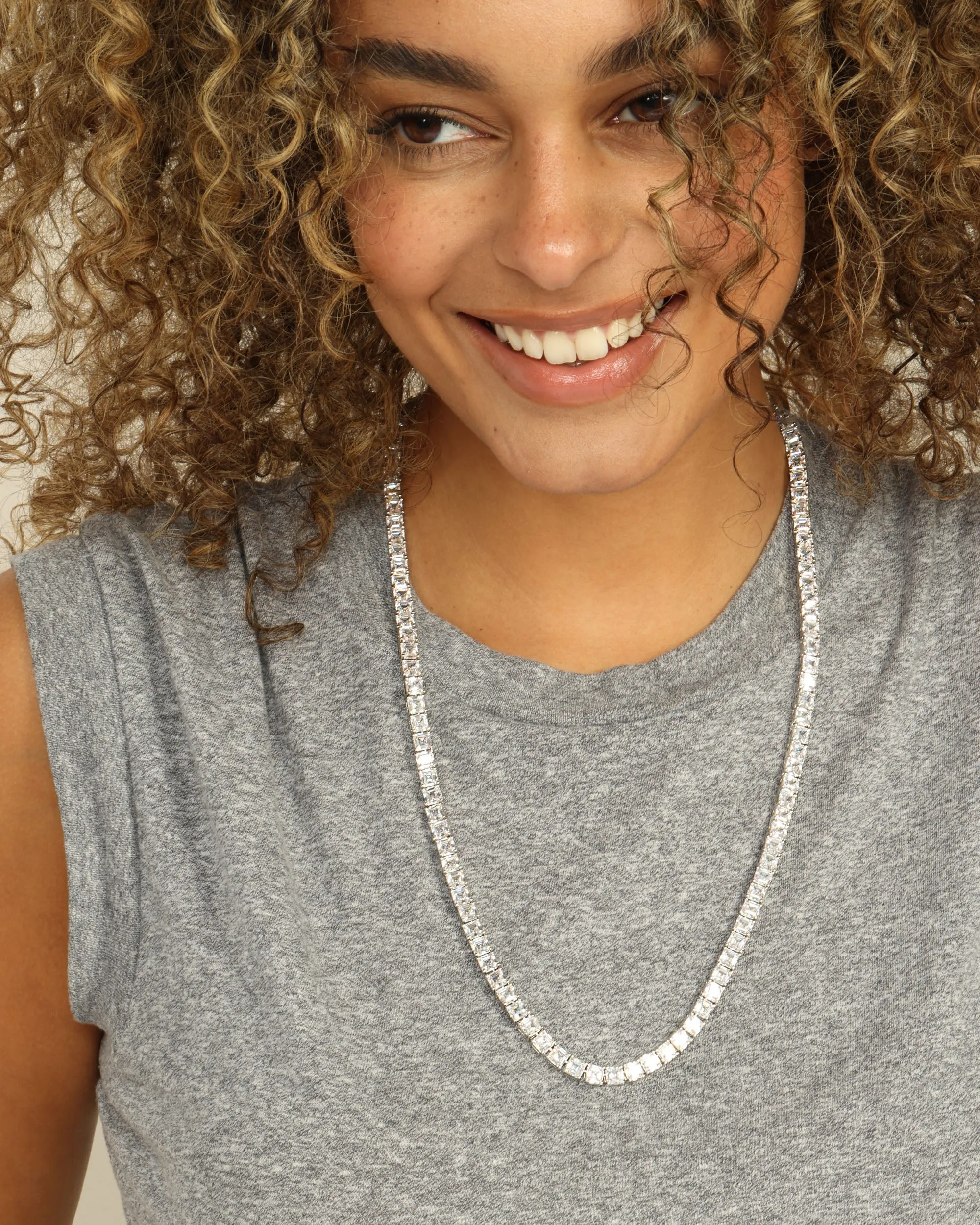 The Queen's Tennis Necklace - Silver|White Diamondettes sold by Melinda Maria product image thumbnail 4