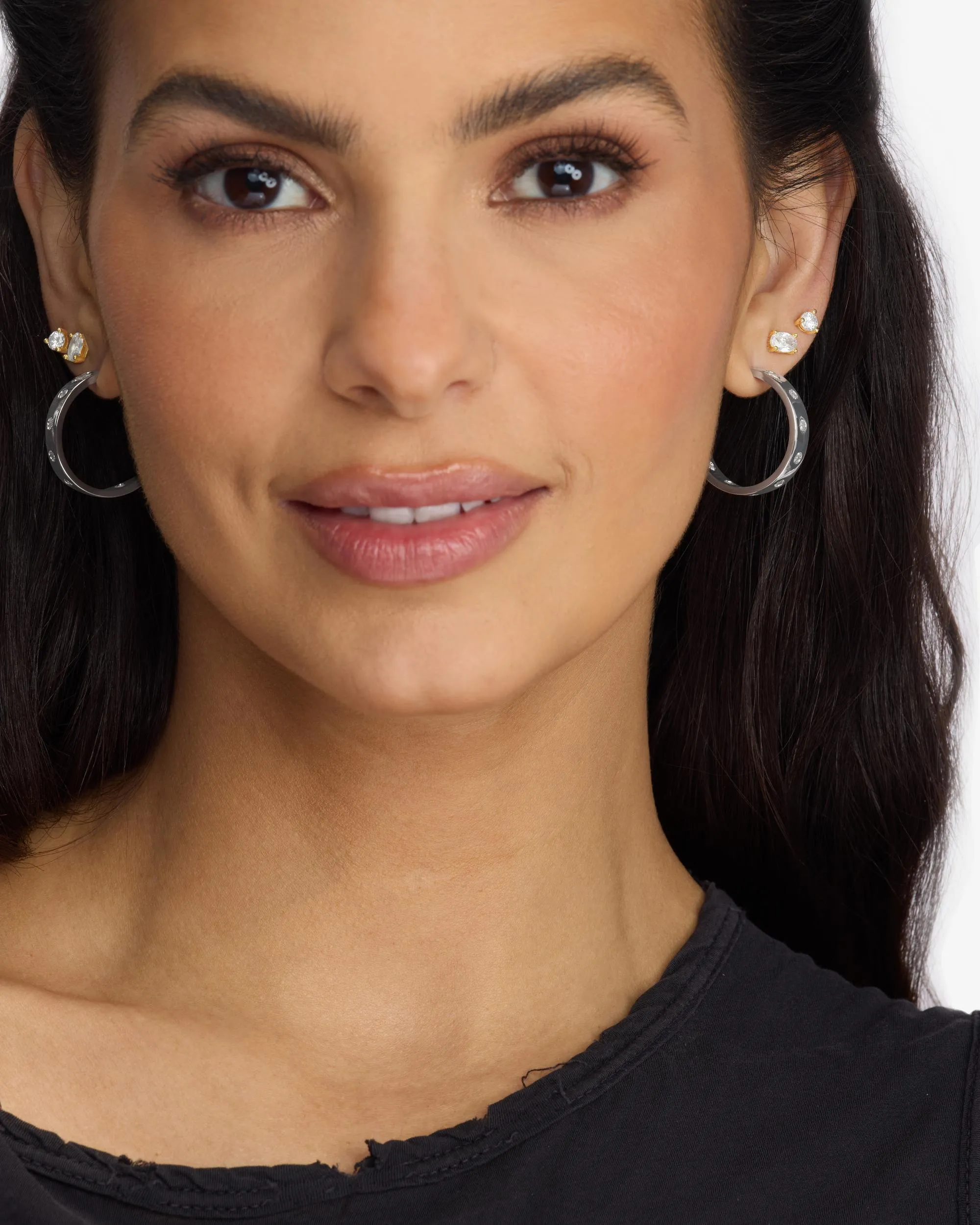 Ashley Rodeo Hoops 1" - Silver|White Diamondettes sold by Melinda Maria product image thumbnail 4