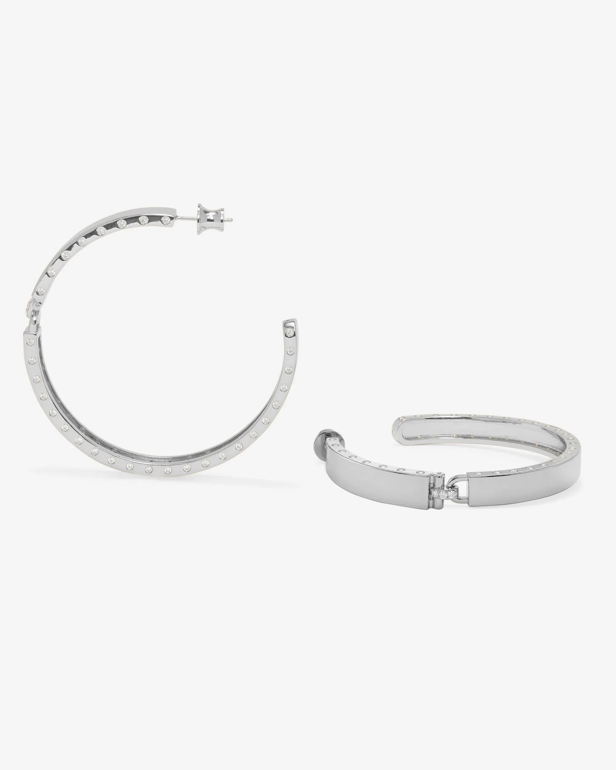 Ashley Lock Hoops 2" - Silver|White Diamondettes sold by Melinda Maria product image thumbnail 4