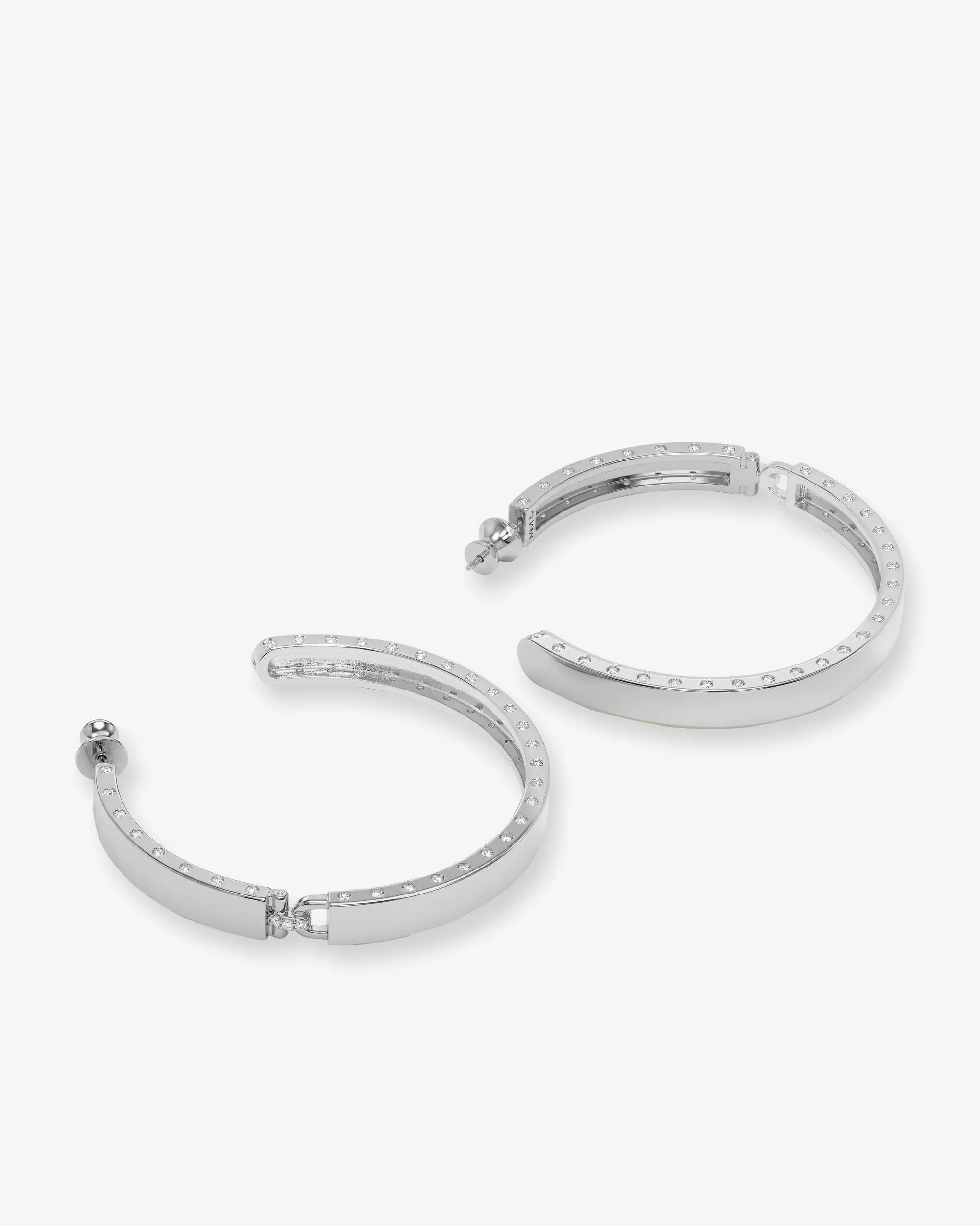 Ashley Lock Hoops 2" - Silver|White Diamondettes sold by Melinda Maria product image thumbnail 3