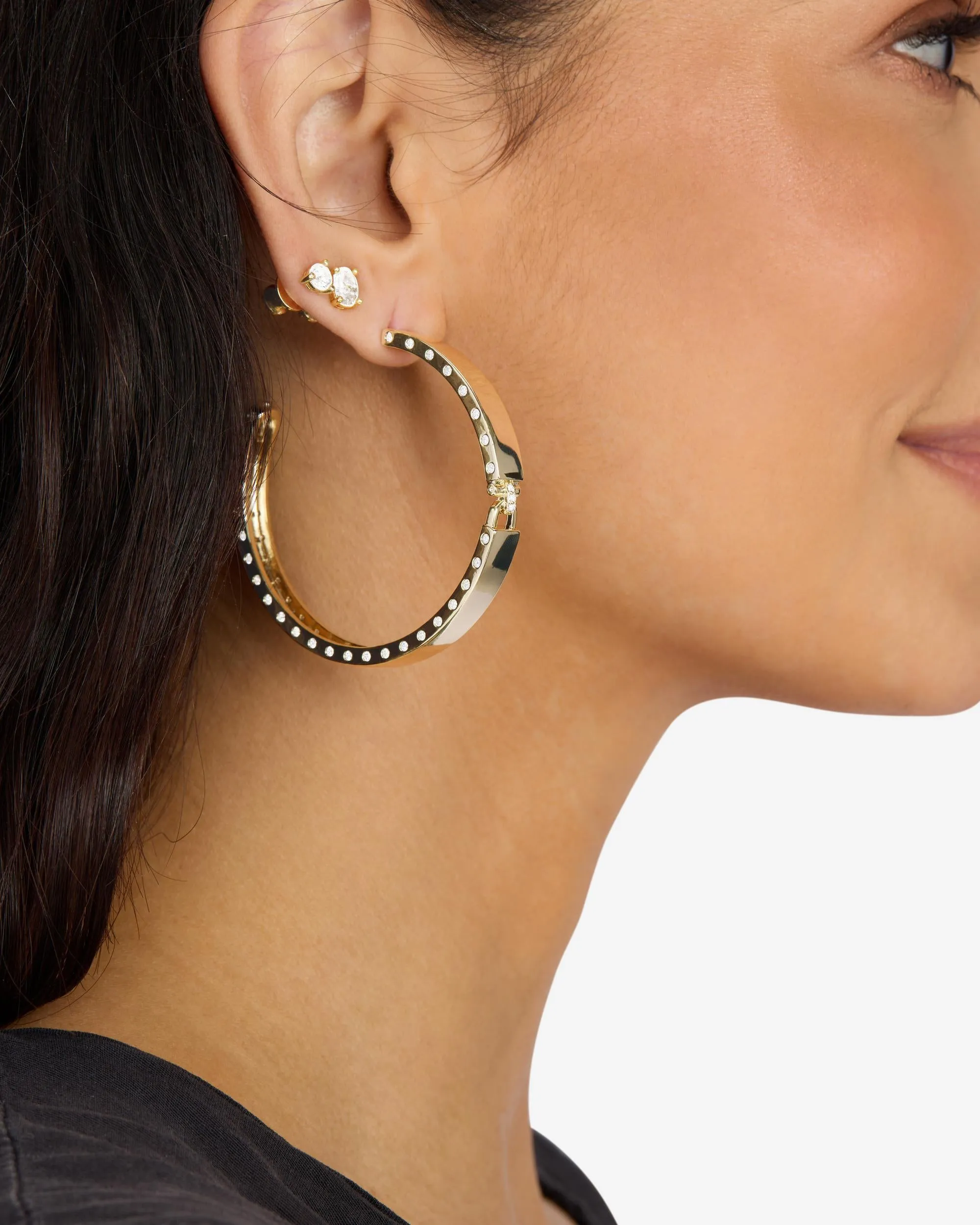 Ashley Lock Hoops 2" - Gold|White Diamondettes sold by Melinda Maria product image thumbnail 5