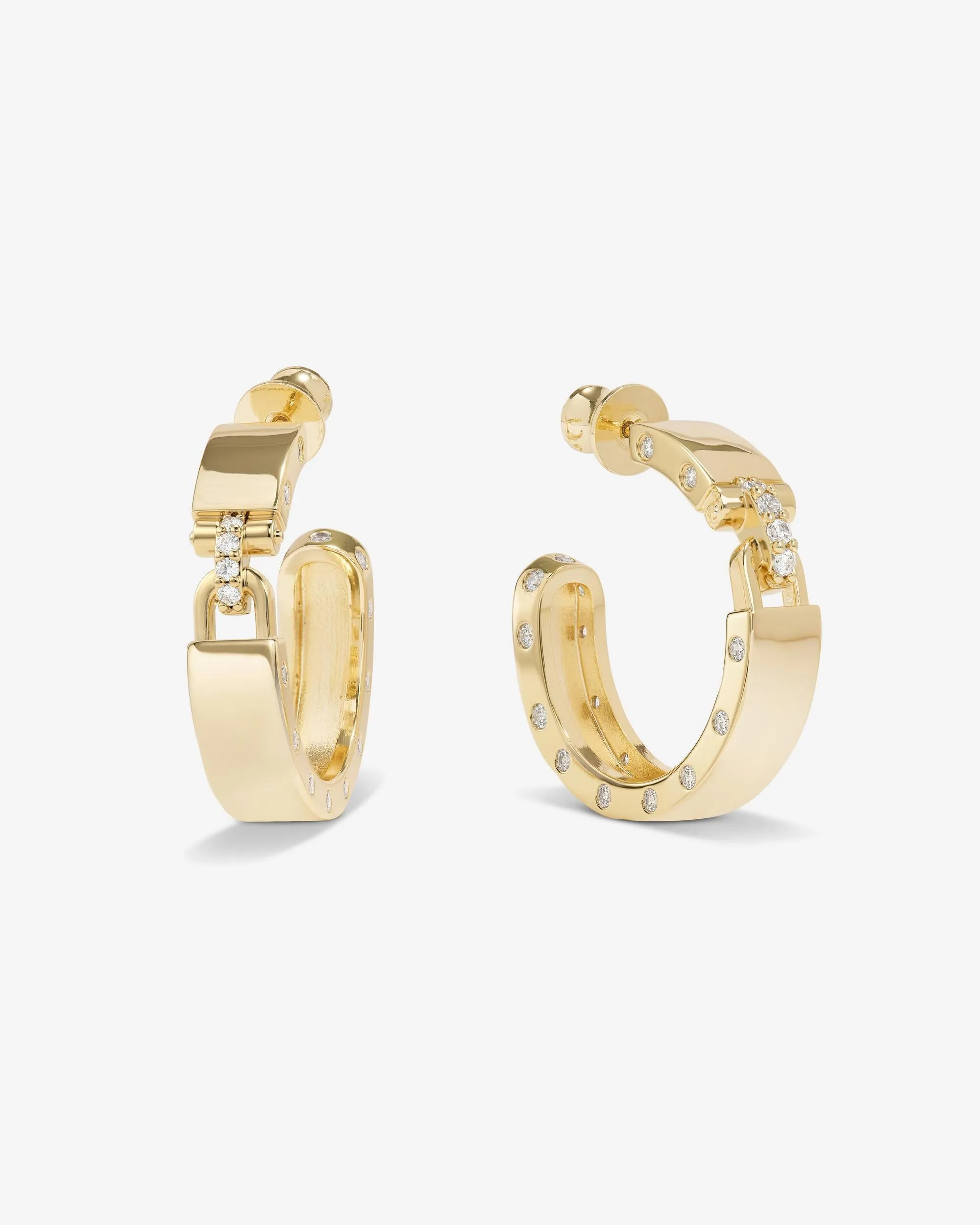 Ashley Lock Hoops 1" - Gold|White Diamondettes sold by Melinda Maria