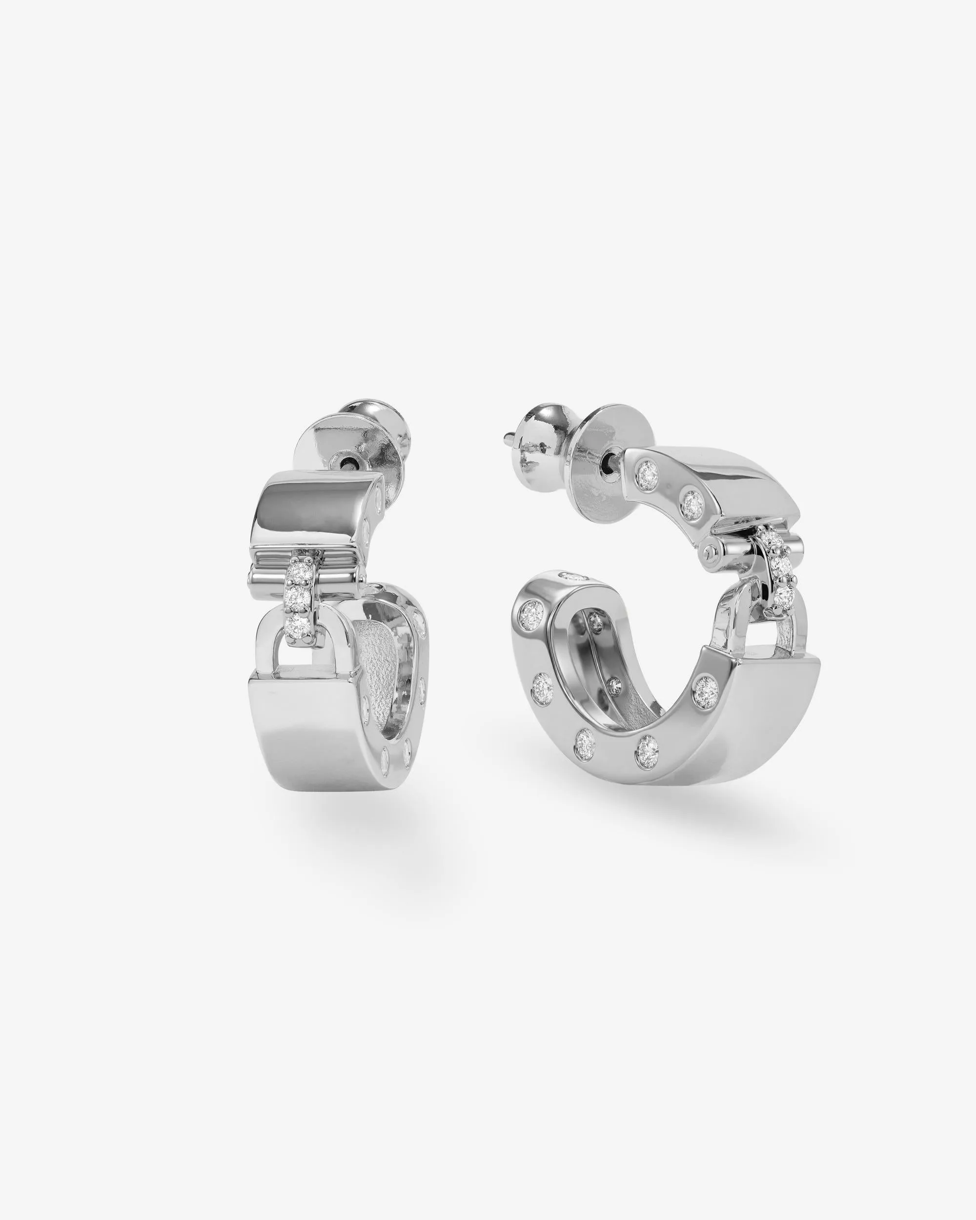 Ashley Lock Huggies - Silver|White Diamondettes sold by Melinda Maria