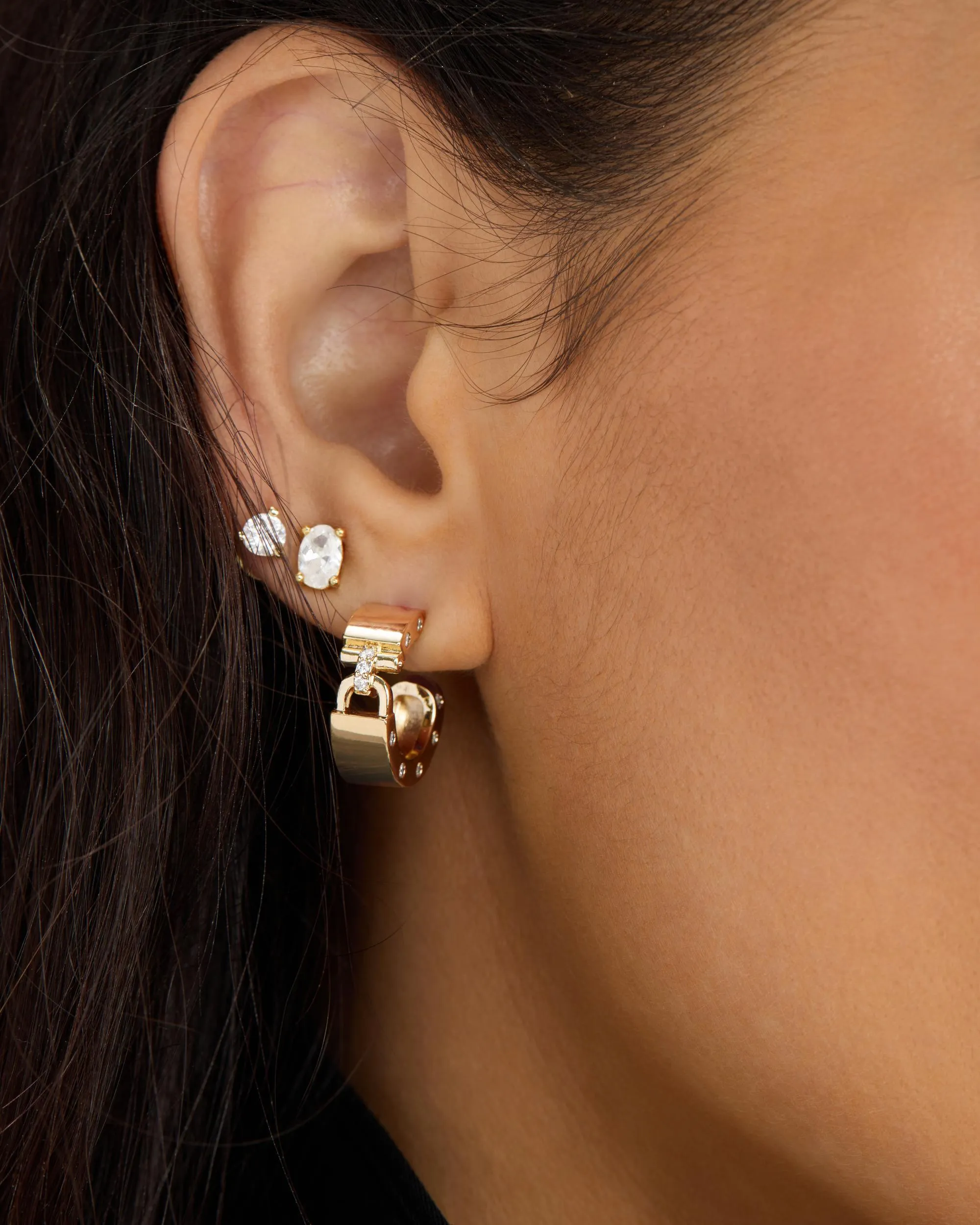 Ashley Lock Huggies - Gold|White Diamondettes sold by Melinda Maria product image thumbnail 2