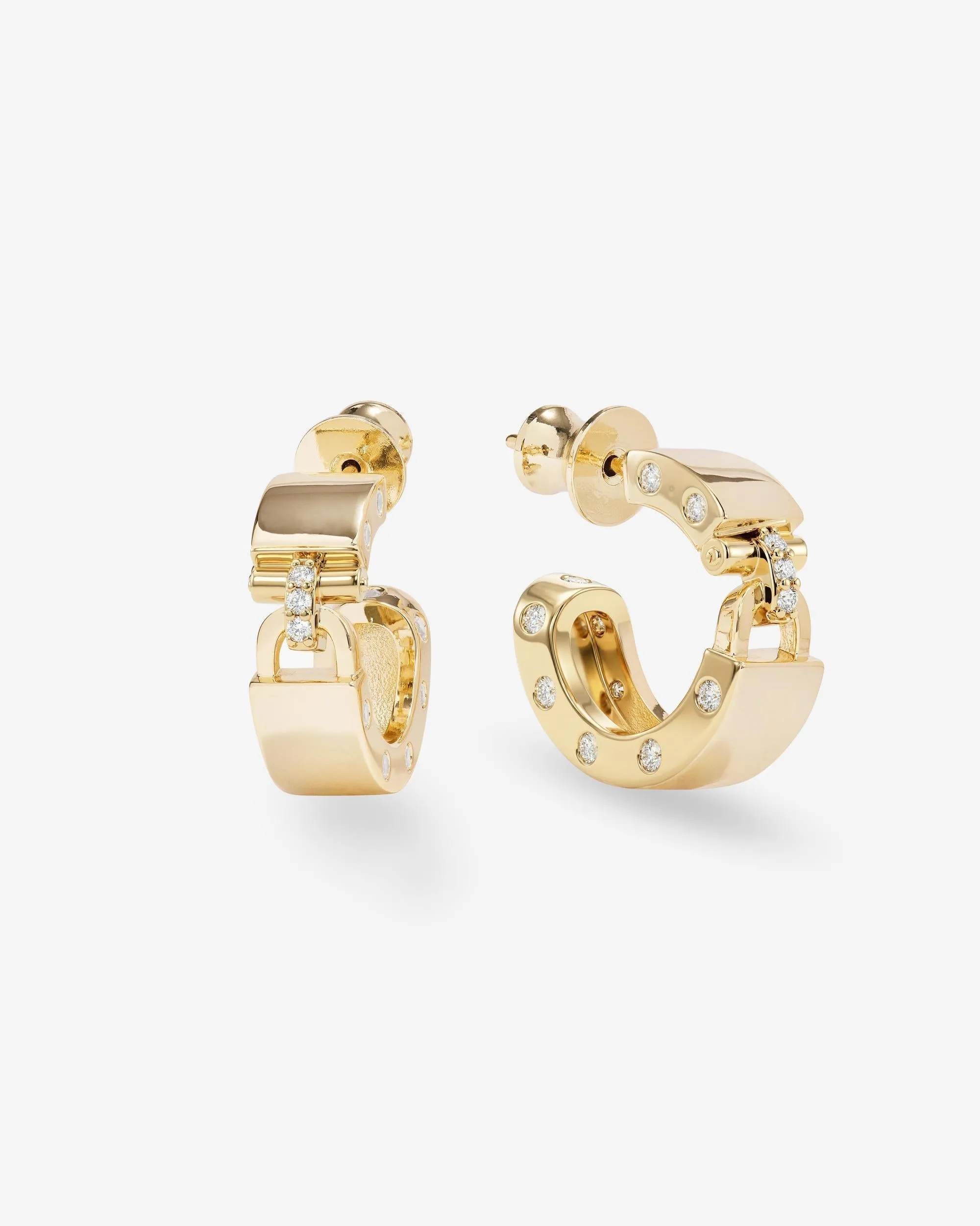 Ashley Lock Huggies - Gold|White Diamondettes sold by Melinda Maria