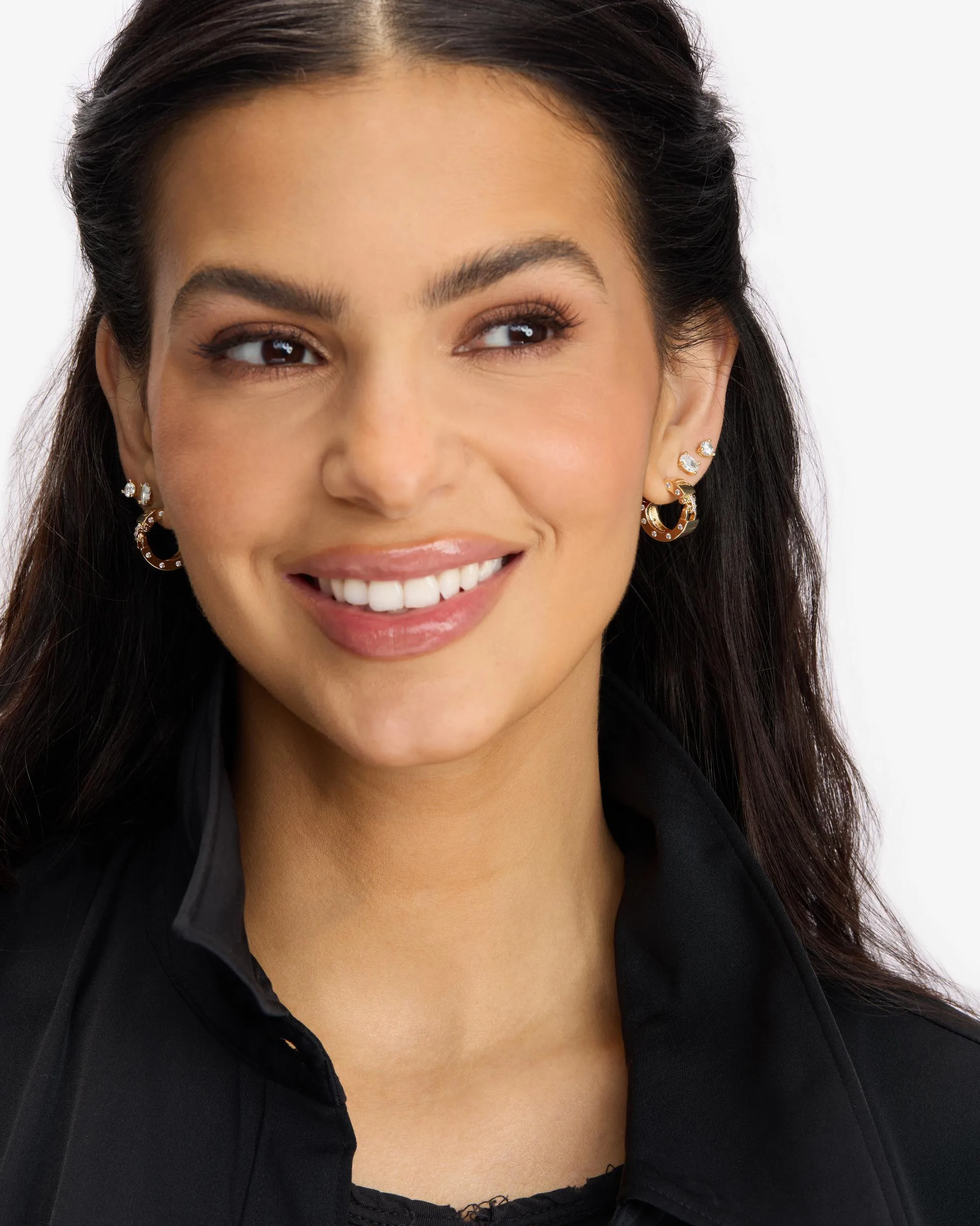 Ashley Lock Huggies - Gold|White Diamondettes sold by Melinda Maria product image thumbnail 5