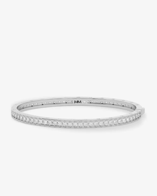 Ashley Pavé Cuff 4mm - Silver|White Diamondettes sold by Melinda Maria