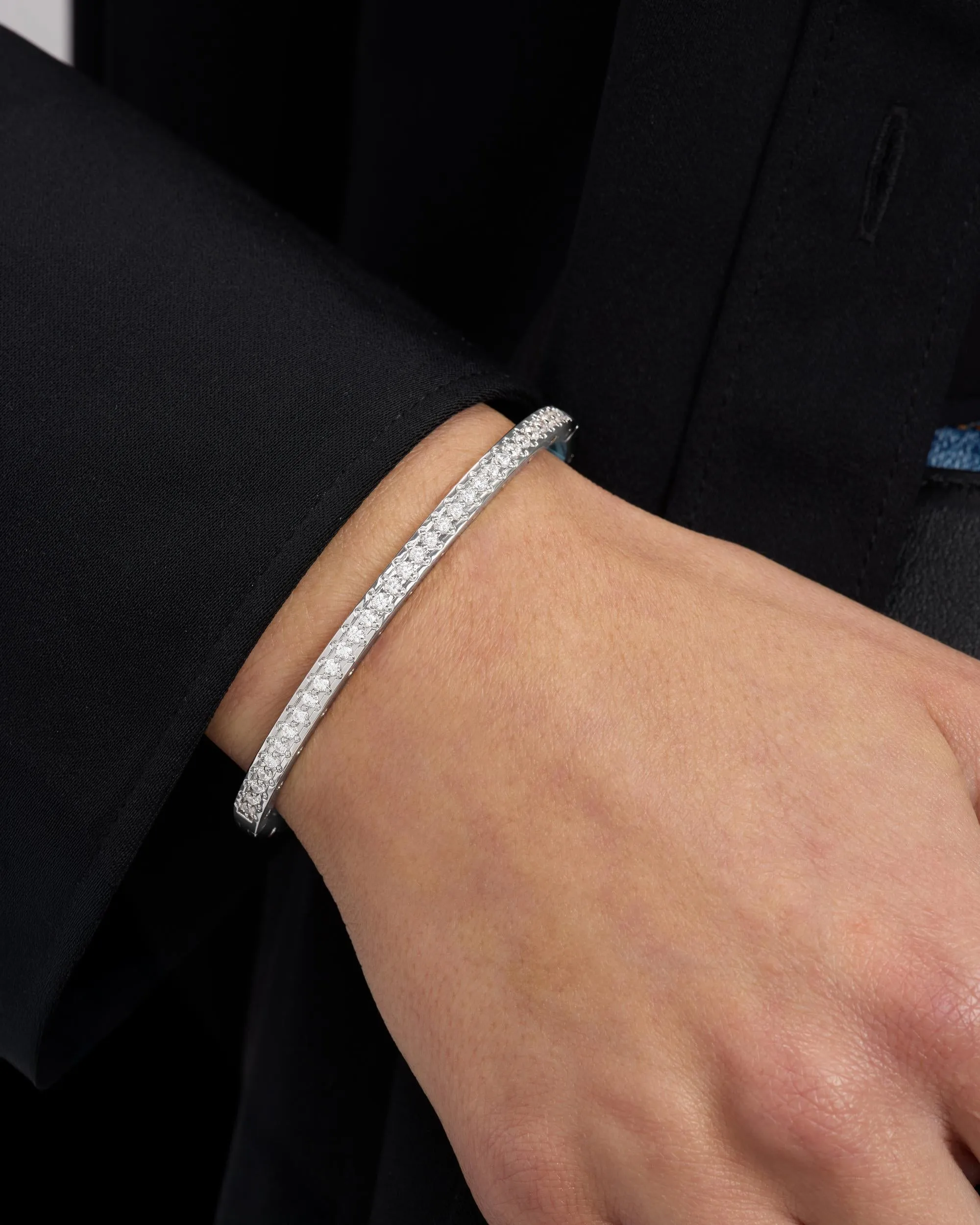 Ashley Pavé Cuff 4mm - Silver|White Diamondettes sold by Melinda Maria product image thumbnail 2