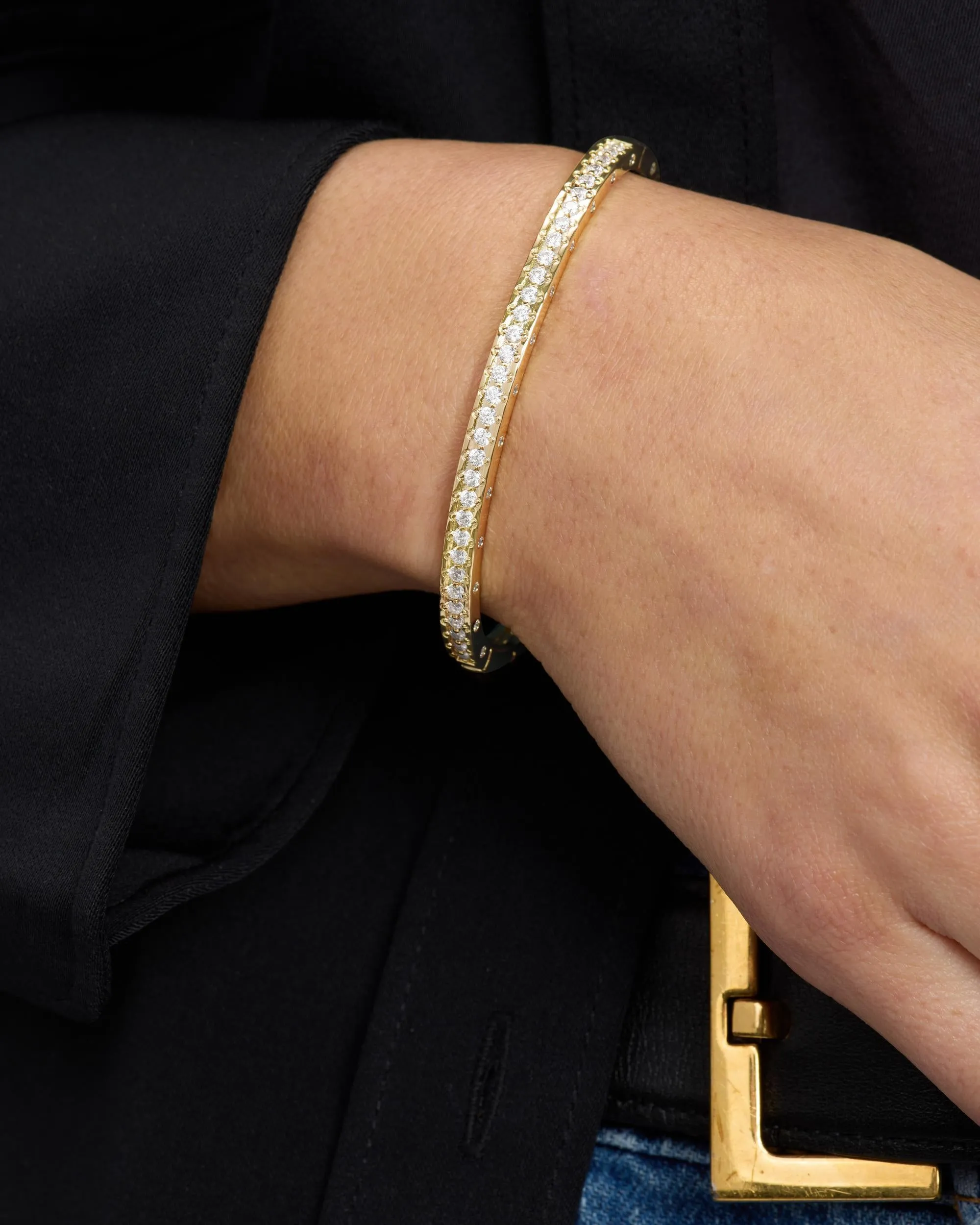 Ashley Pavé Cuff 4mm - Gold|White Diamondettes sold by Melinda Maria product image thumbnail 2