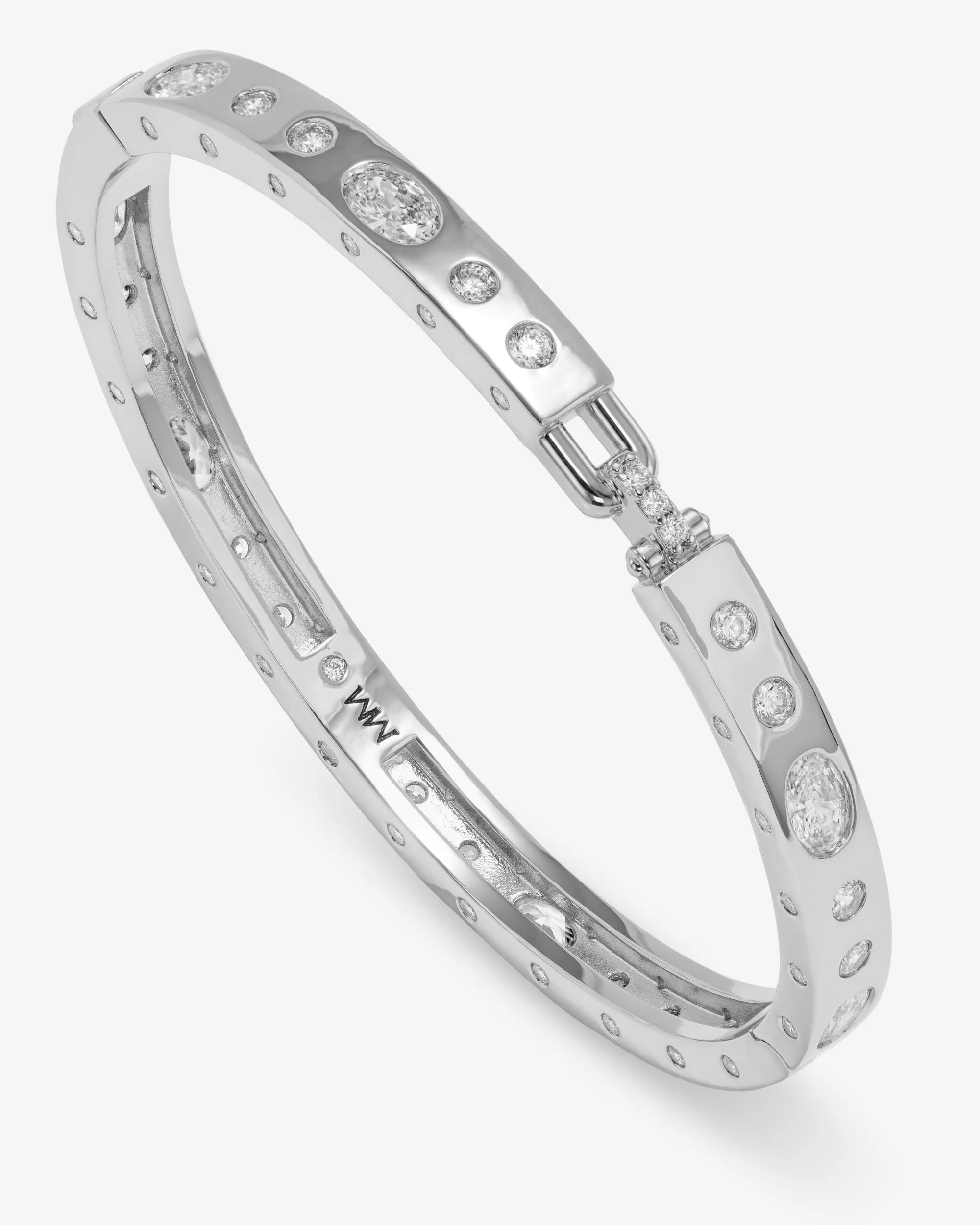 Ashley Sunset Lock Cuff 6mm - Silver|White Diamondettes sold by Melinda Maria product image thumbnail 3