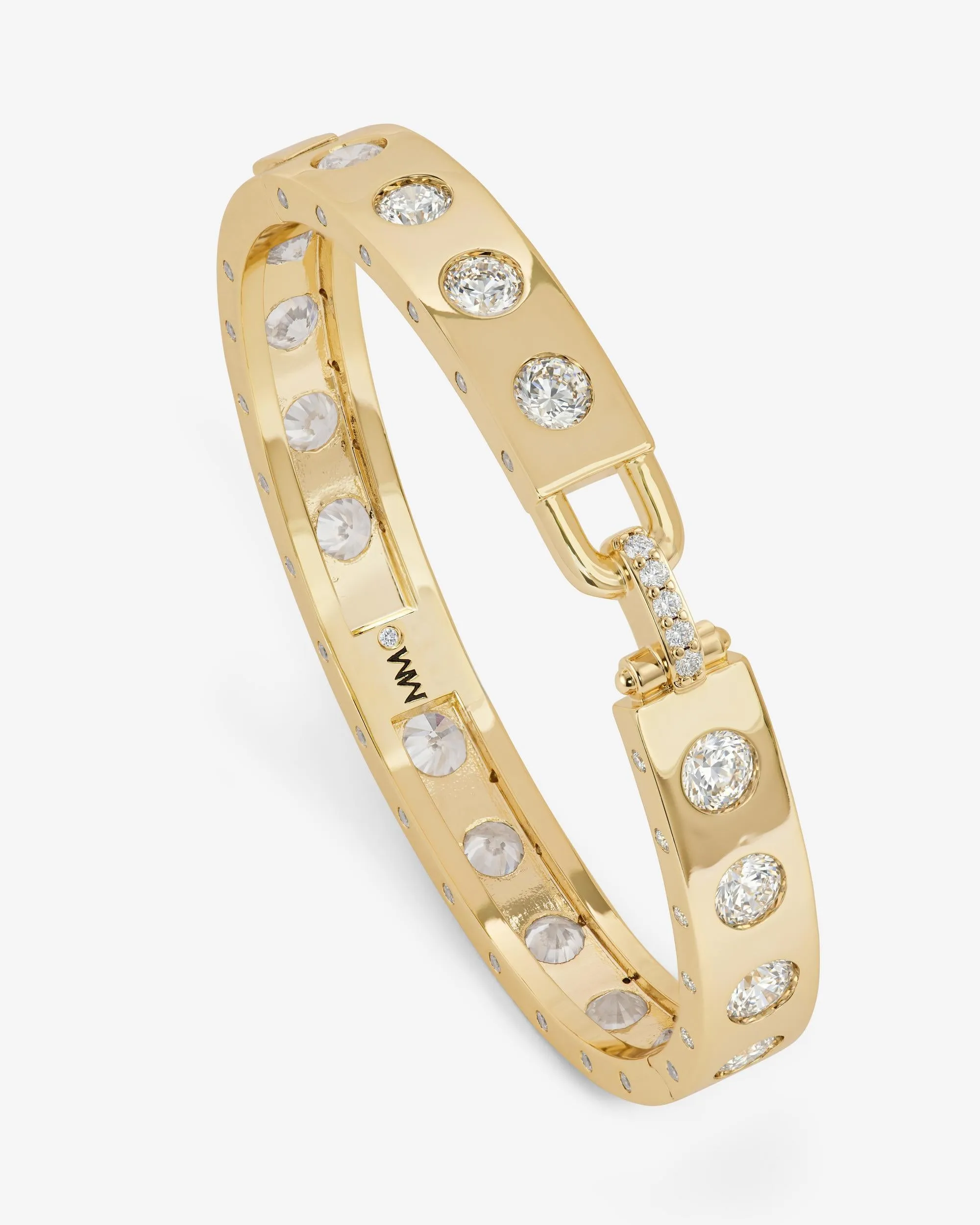 Ashley Rodeo Lock Cuff 9mm - Gold|White Diamondettes sold by Melinda Maria product image thumbnail 3