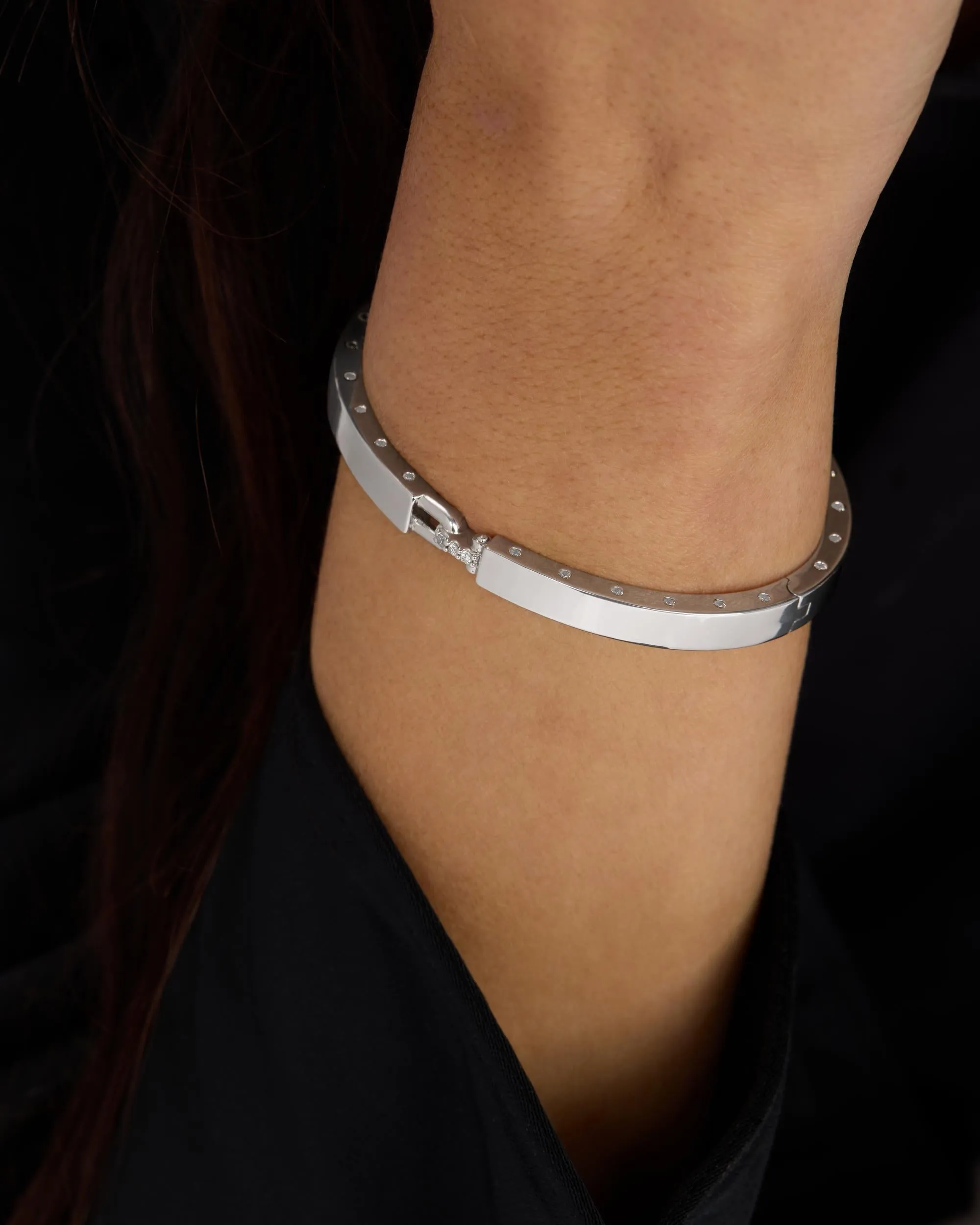 Ashley Lock Cuff 6mm - Silver|White Diamondettes sold by Melinda Maria product image thumbnail 2