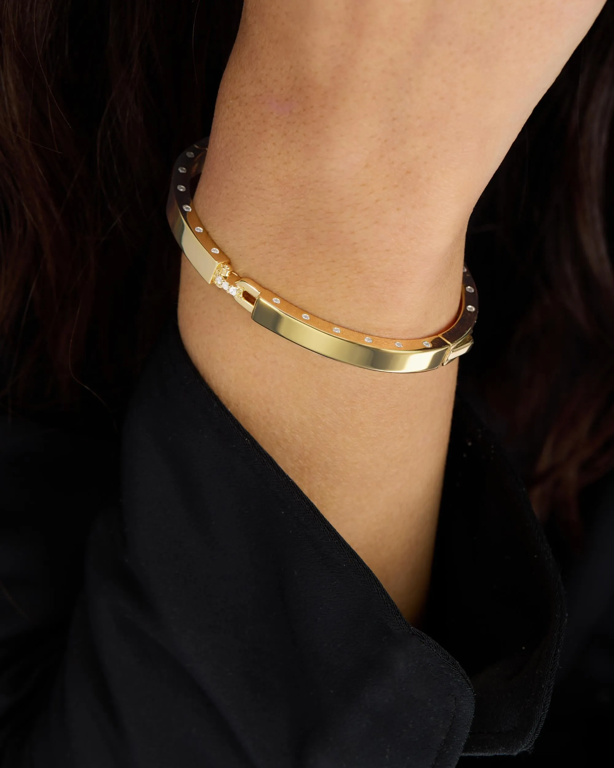 Ashley Lock Cuff 6mm - Gold|White Diamondettes sold by Melinda Maria product image thumbnail 2