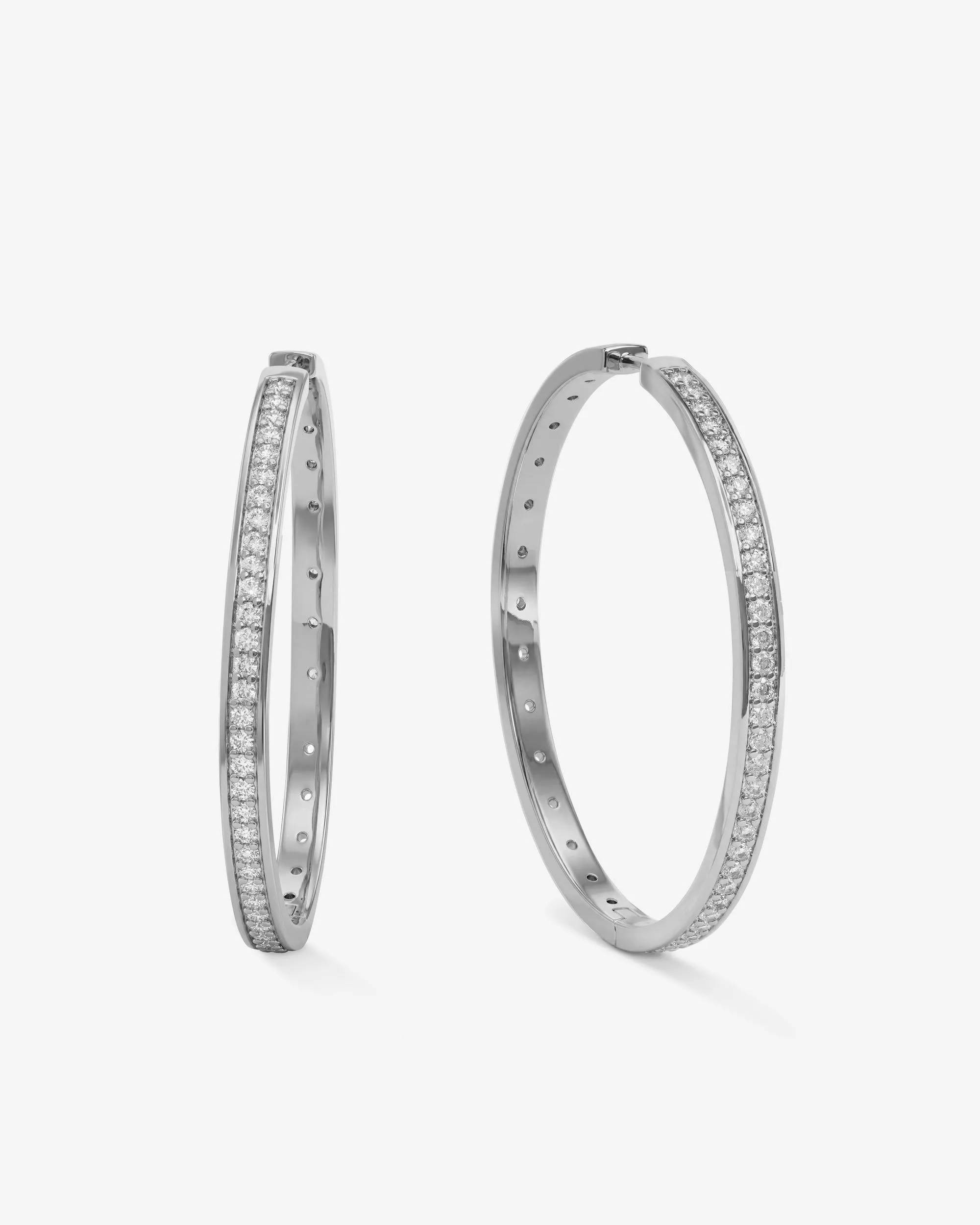 Ashley Infinity Reversible Hoops 2" - Silver|White Diamondettes sold by Melinda Maria