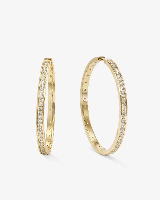 Ashley Infinity Reversible Hoops 2" - Gold|White Diamondettes sold by Melinda Maria