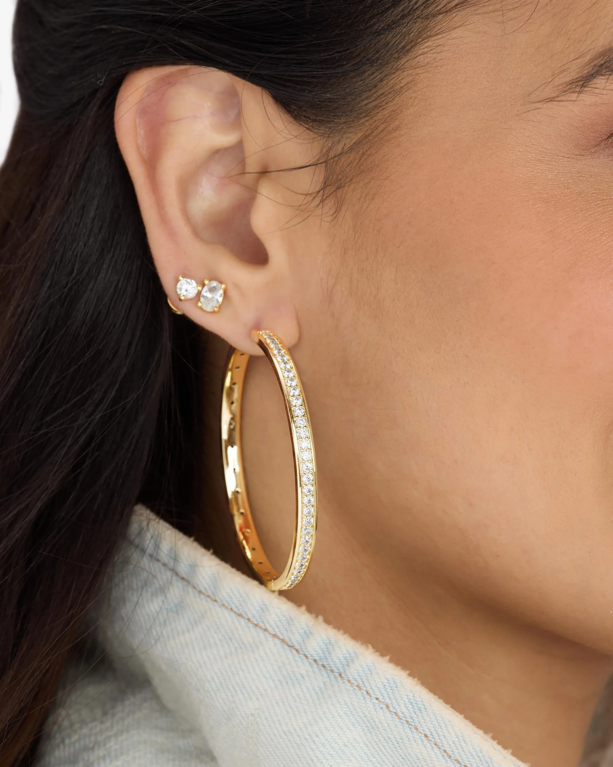 Ashley Infinity Reversible Hoops 2" - Gold|White Diamondettes sold by Melinda Maria product image thumbnail 4