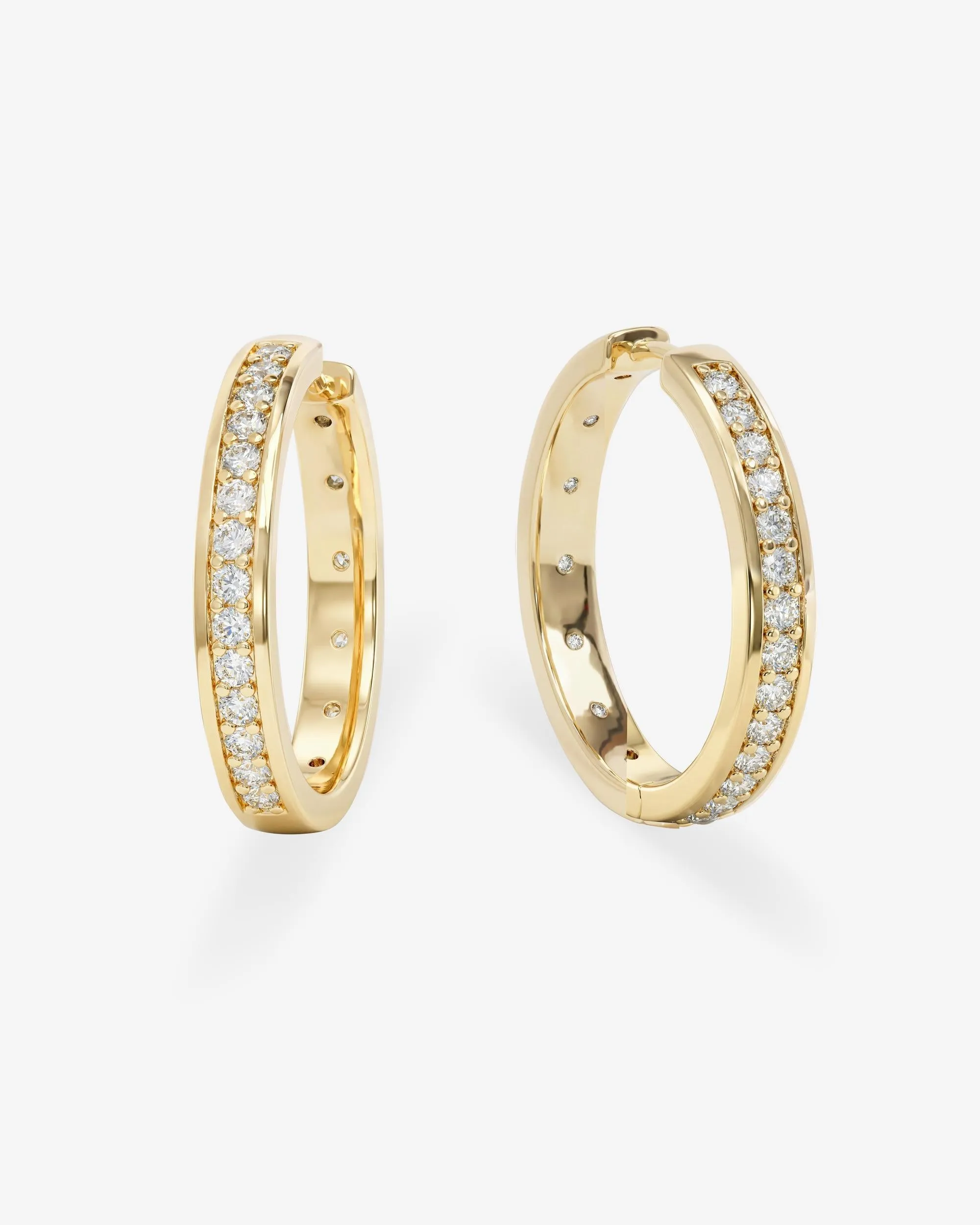 Ashley Infinity Reversible Hoops 1" - Gold|White Diamondettes sold by Melinda Maria