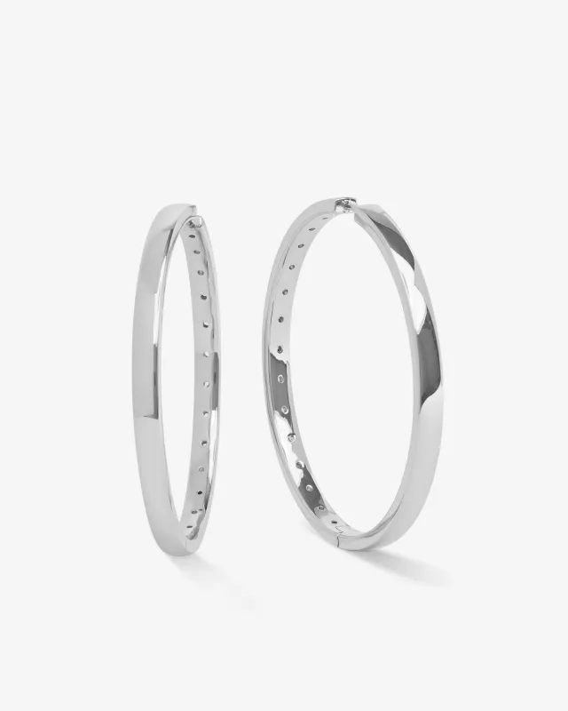 Ashley Reversible Hoops 2" - Silver|White Diamondettes sold by Melinda Maria