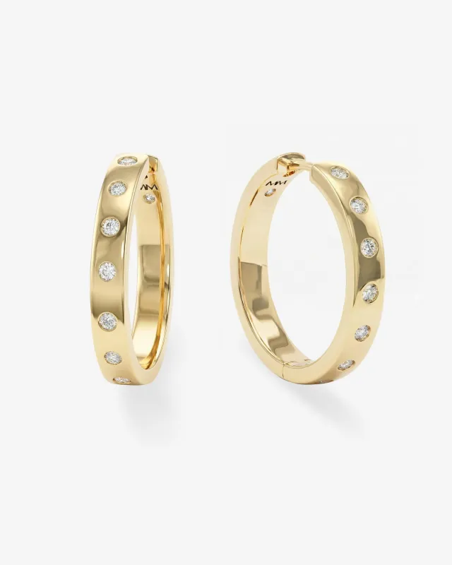 Ashley Reversible Hoops 1" - Gold|White Diamondettes sold by Melinda Maria