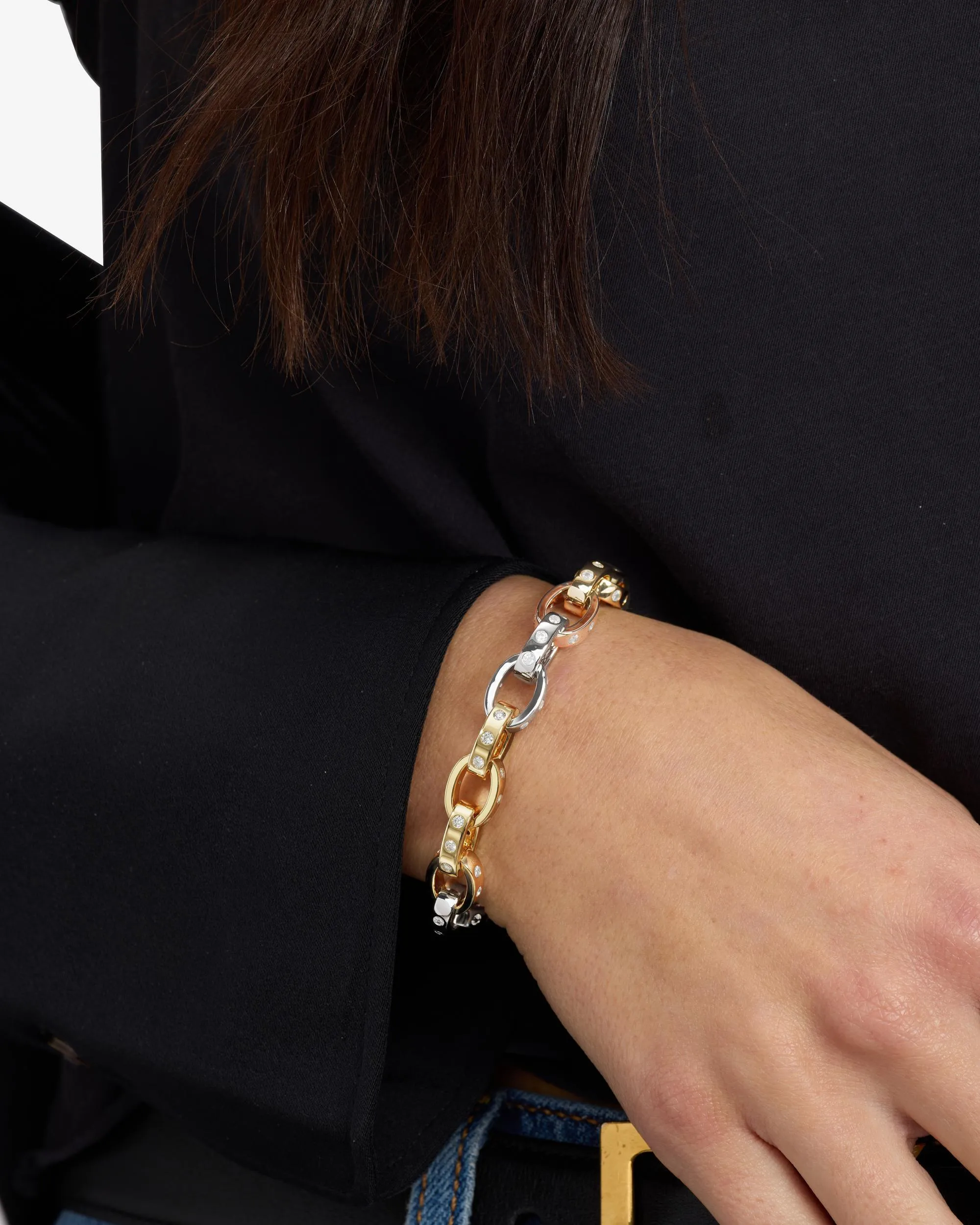Ashley Chain Link Bracelet 4mm - Mixed Metal|White Diamondettes sold by Melinda Maria product image thumbnail 2