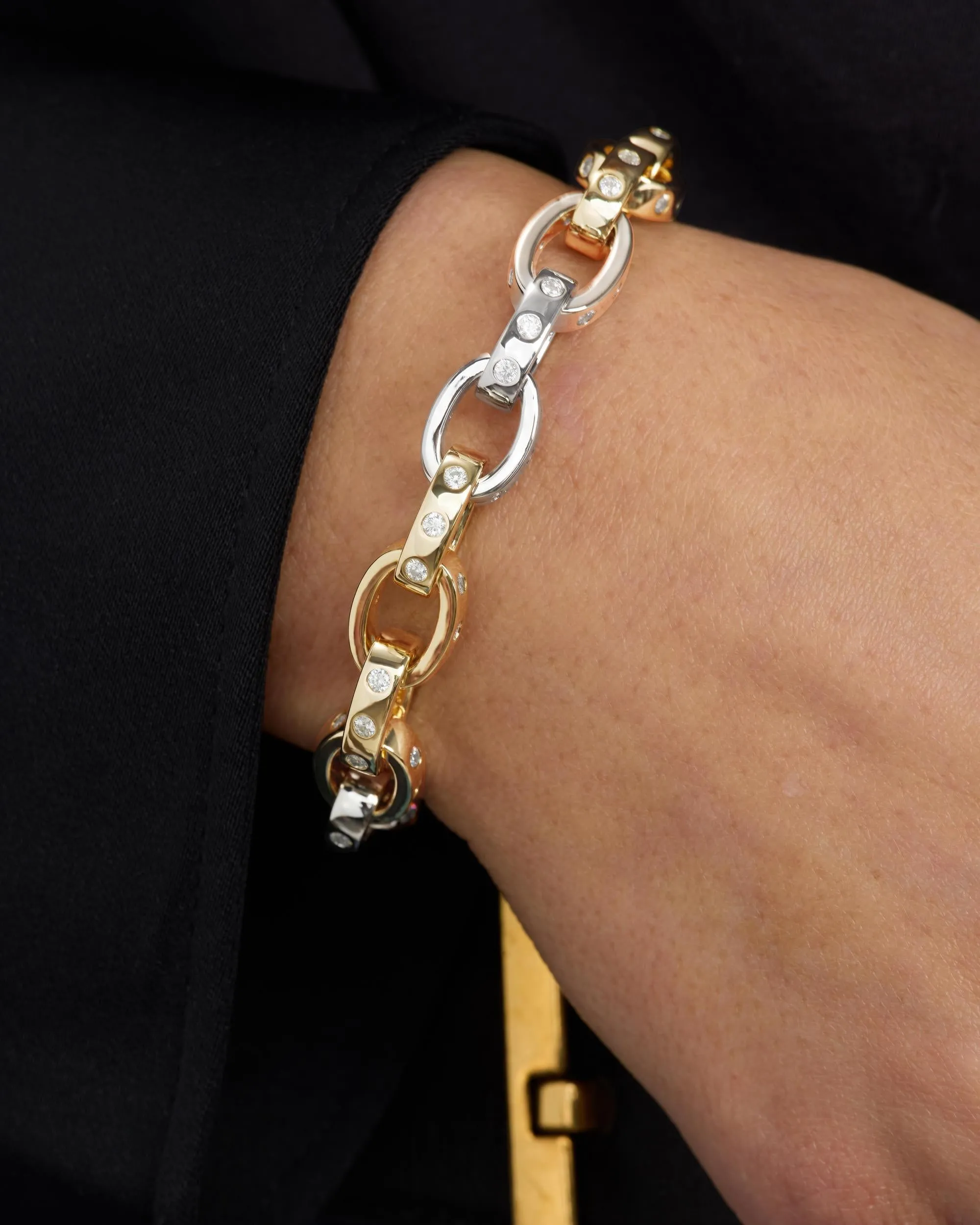Ashley Chain Link Bracelet 4mm - Mixed Metal|White Diamondettes sold by Melinda Maria product image thumbnail 3