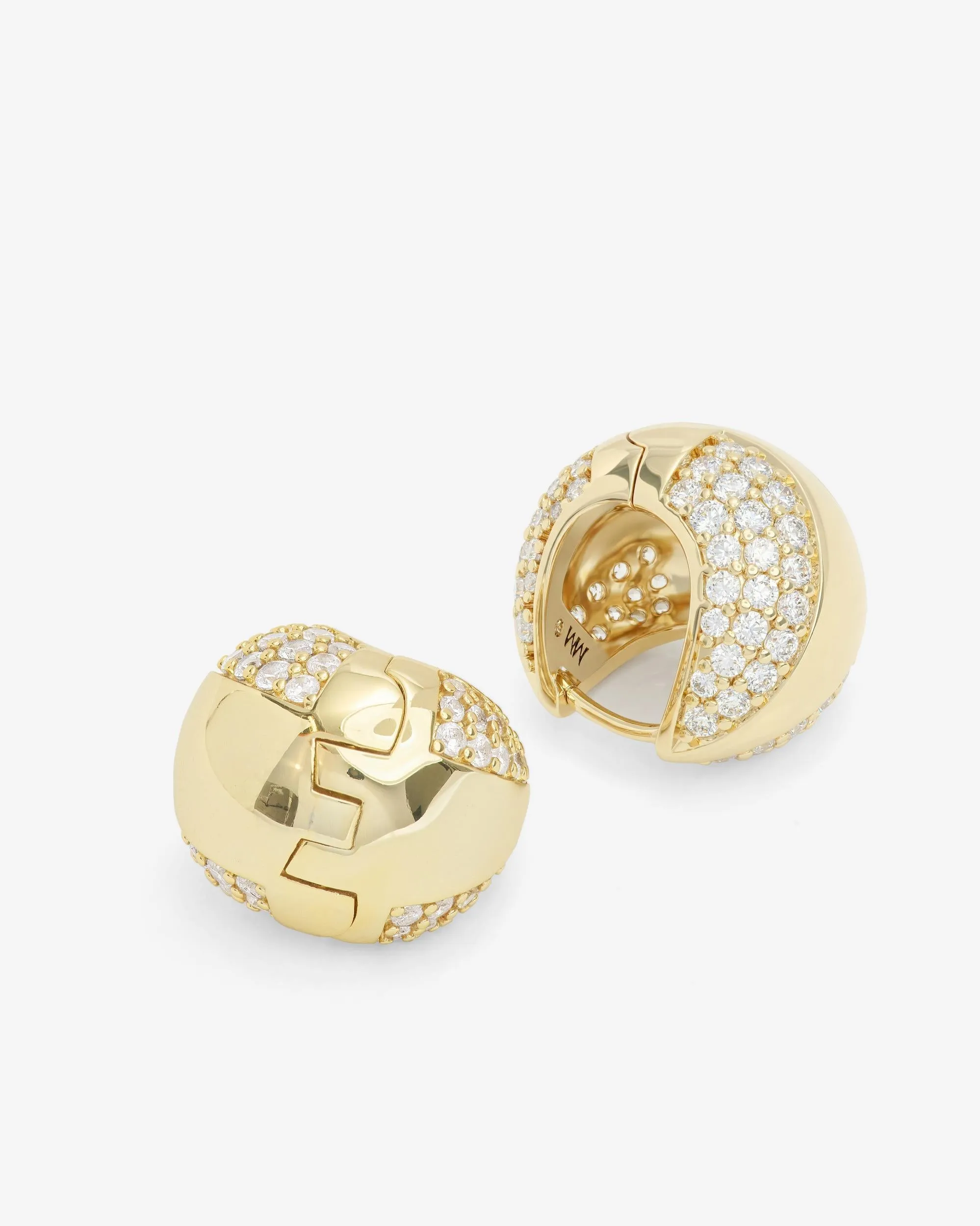 Norah Mixed Pavé Earrings - Gold|White Diamondettes sold by Melinda Maria product image thumbnail 3