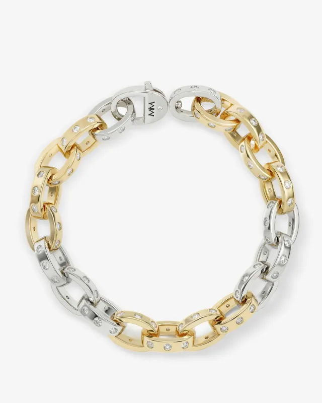 Ashley Chain Link Bracelet 9mm - Mixed Metal|White Diamondettes sold by Melinda Maria