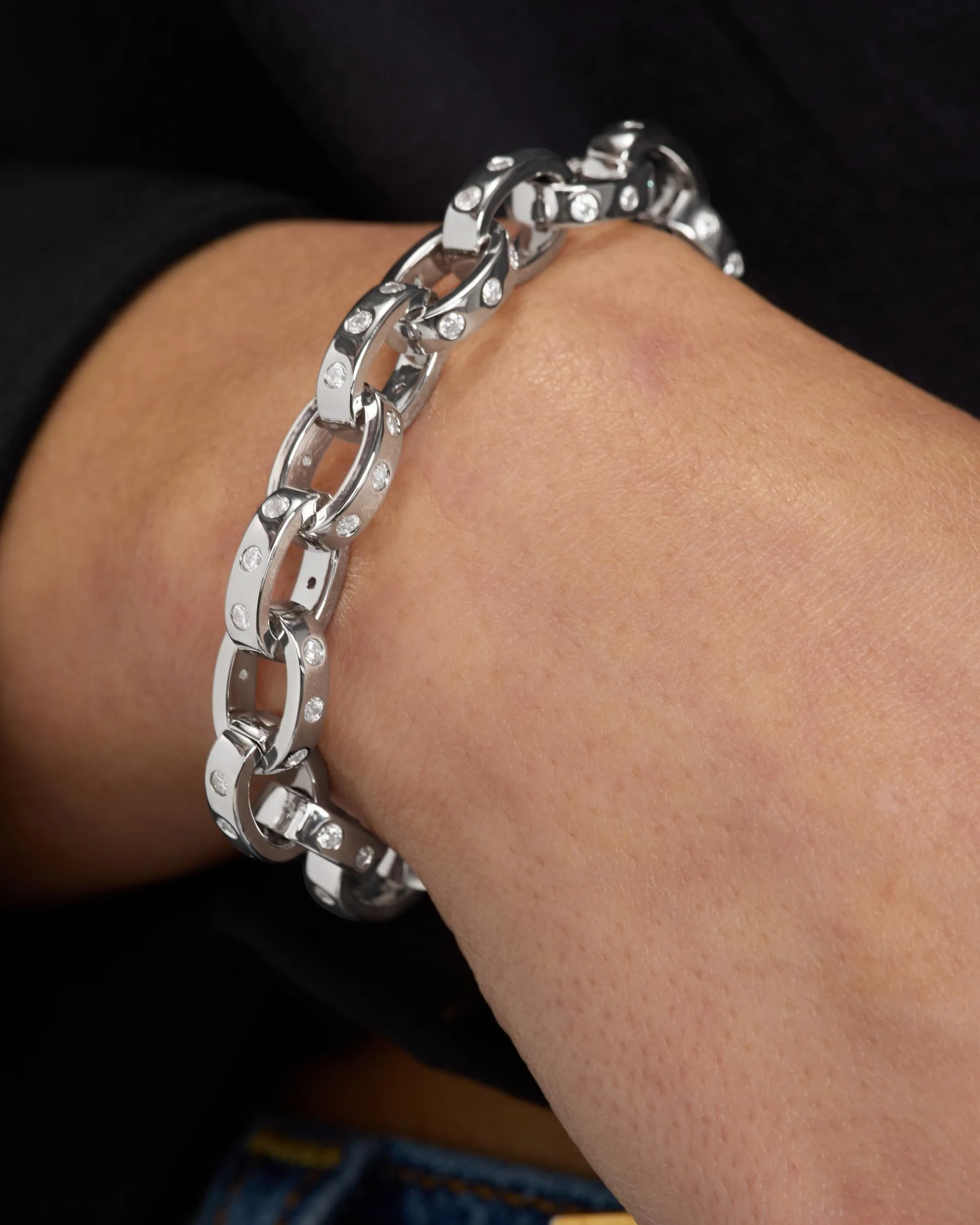 Ashley Chain Link Bracelet 9mm - Silver|White Diamondettes sold by Melinda Maria product image thumbnail 3