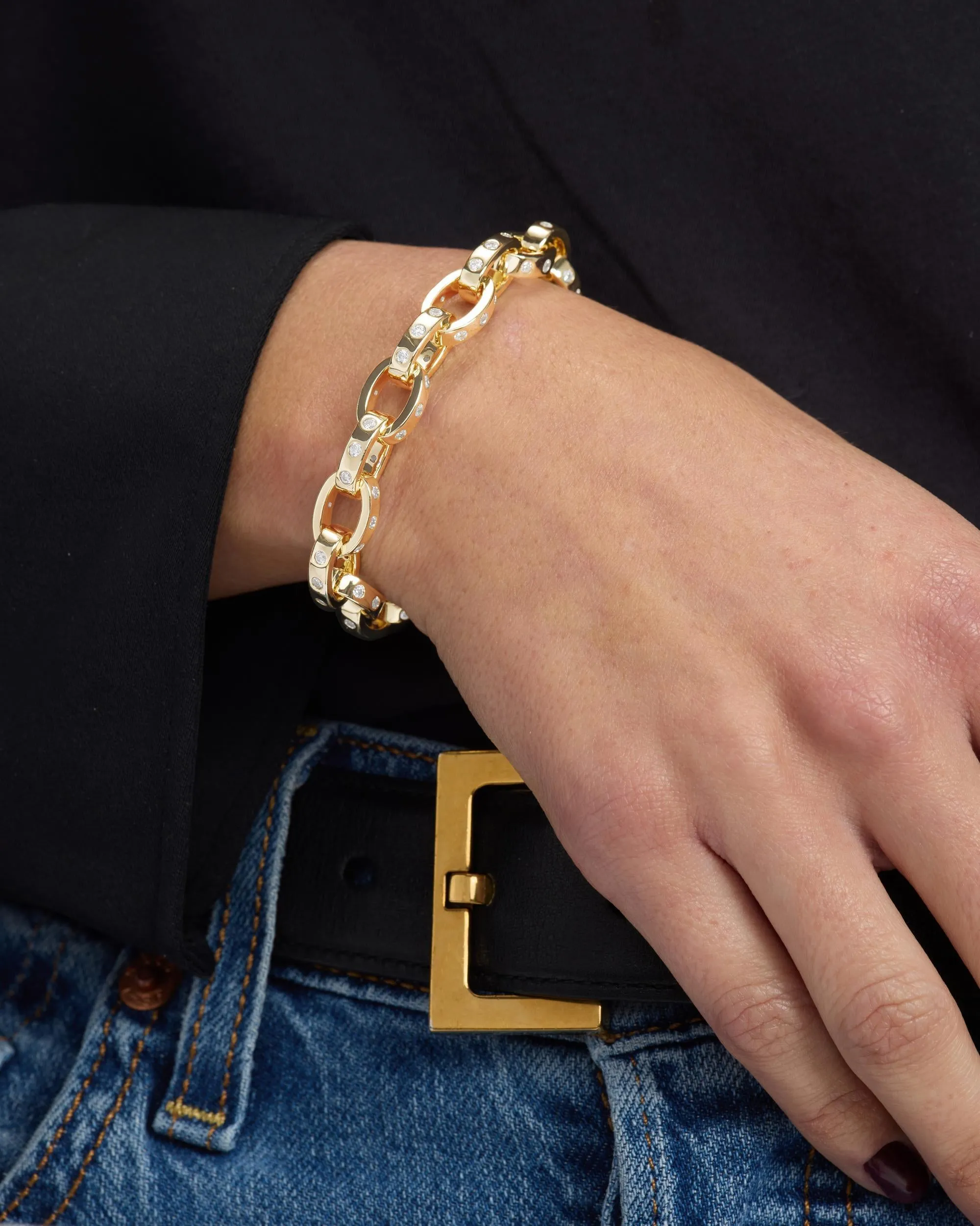 Ashley Chain Link Bracelet 9mm - Gold|White Diamondettes sold by Melinda Maria product image thumbnail 3