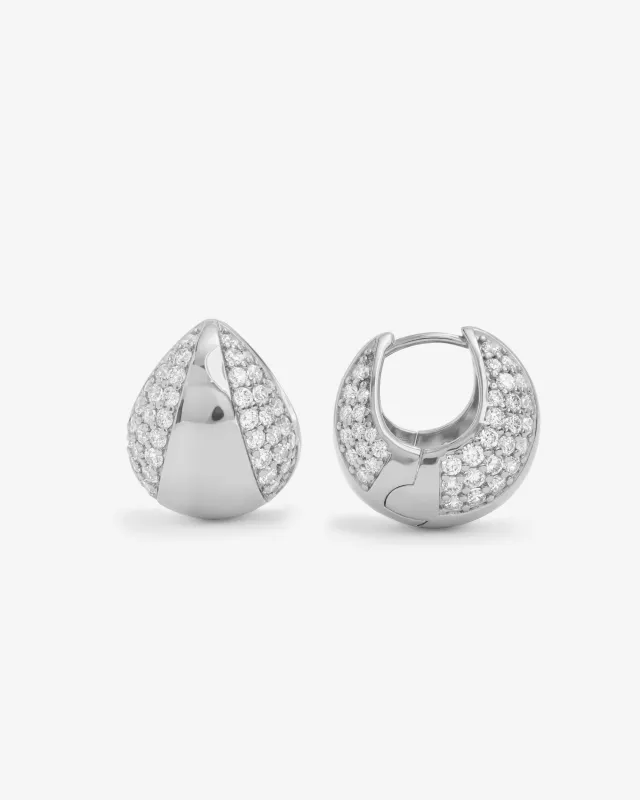 Norah Split Pavé Earrings - Silver|White Diamondettes sold by Melinda Maria