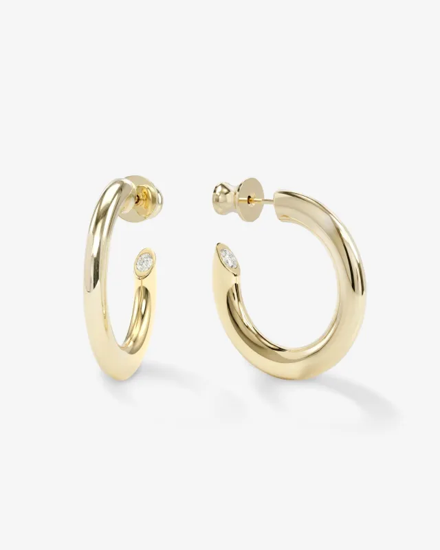 Beacon Hoops 1" - Gold|White Diamondettes sold by Melinda Maria