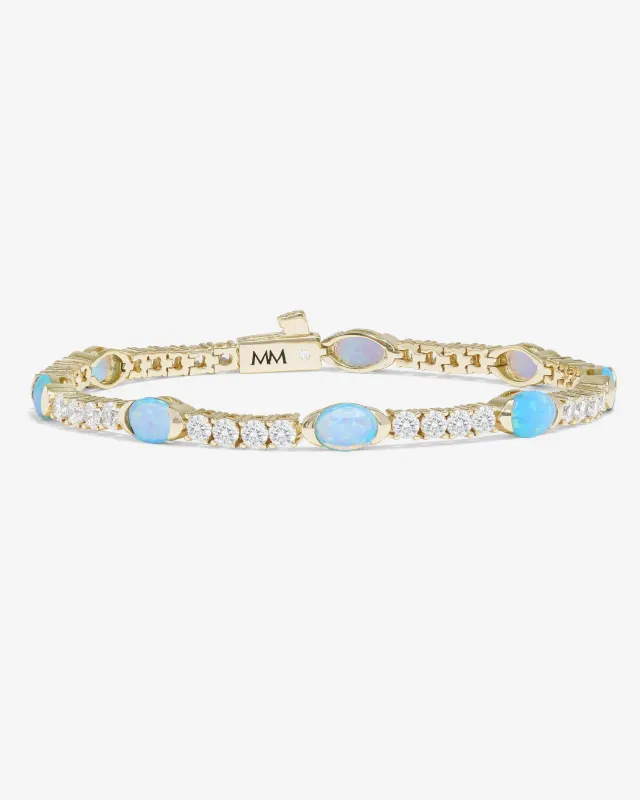 The Maven Tennis Bracelet 3mm - Gold|Blue Opal sold by Melinda Maria