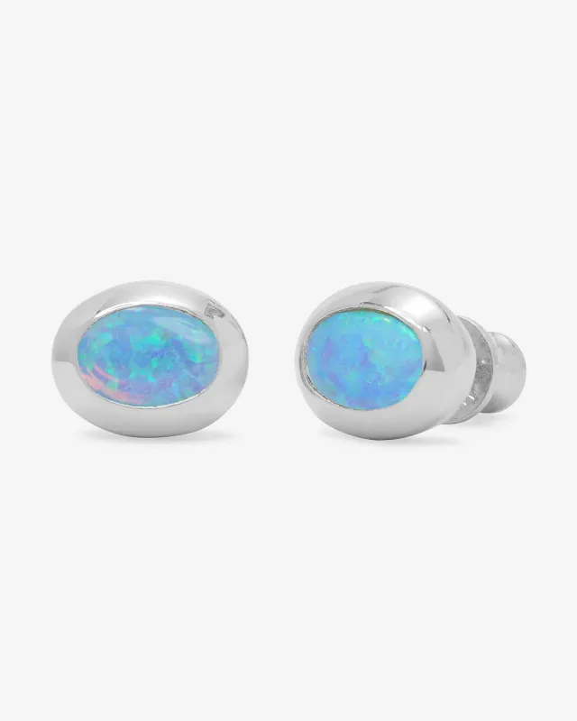 She's a Boss Studs 8mm - Silver|Blue Opal sold by Melinda Maria