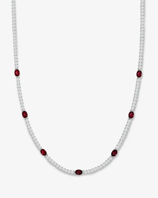 The Maven Tennis Necklace 3mm - Silver|Ruby made by Melinda Maria