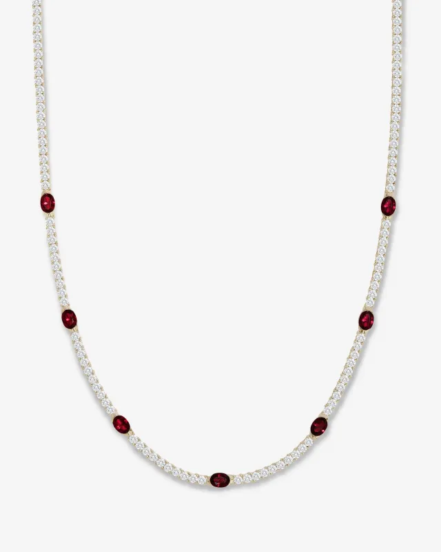 The Maven Tennis Necklace 3mm - Gold|Ruby made by Melinda Maria