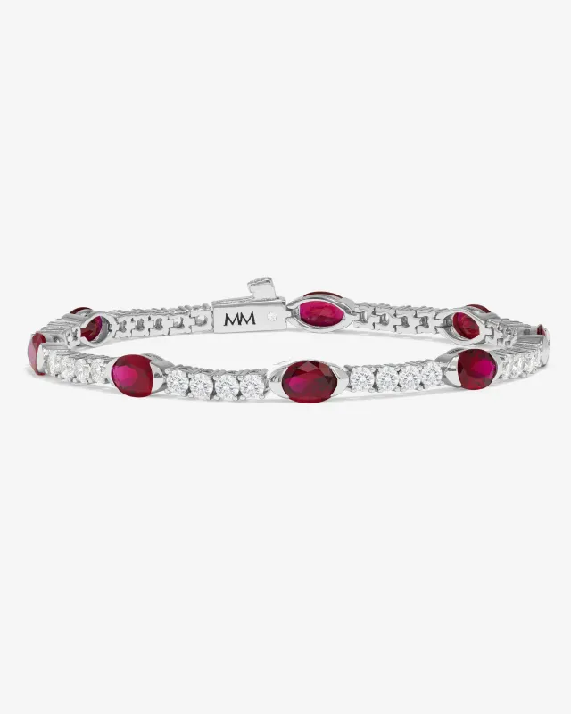 The Maven Tennis Bracelet 3mm - Silver|Ruby sold by Melinda Maria