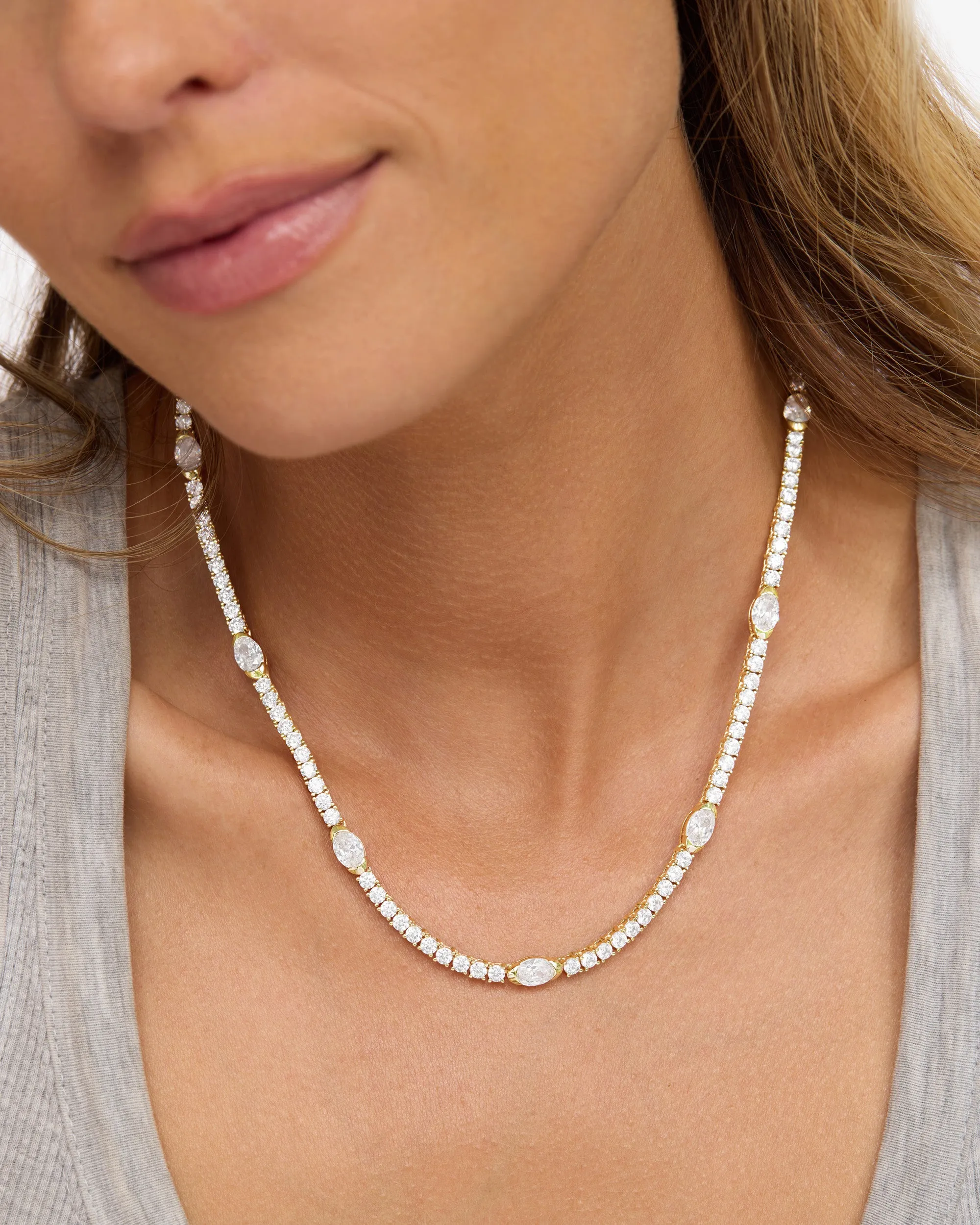 The Maven Tennis Necklace 3mm - Gold|White Diamondettes sold by Melinda Maria product image thumbnail 2