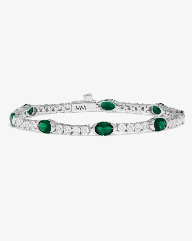 The Maven Tennis Bracelet 3mm - Silver|Emerald sold by Melinda Maria