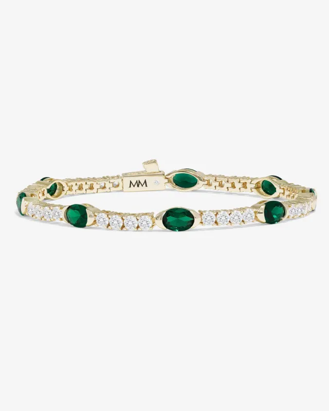 The Maven Tennis Bracelet 3mm - Gold|Emerald made by Melinda Maria