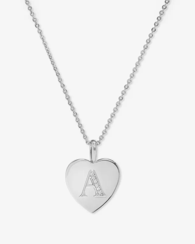 Love Letters Pendant Necklace - Silver|White Diamondettes made by Melinda Maria