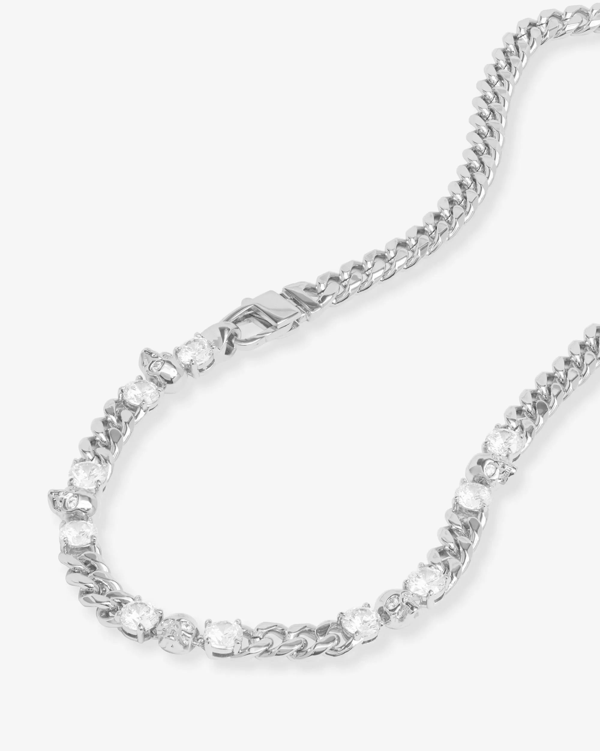Ride or Die Cuban Chain Necklace 6.8mm - Silver|White Diamondettes sold by Melinda Maria product image thumbnail 4