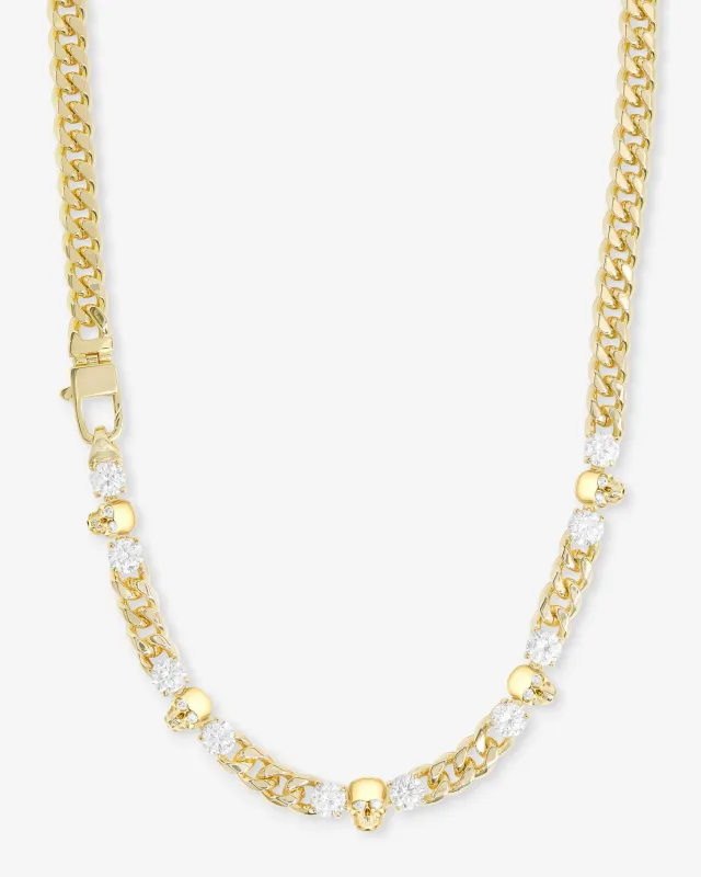 Ride or Die Cuban Chain Necklace 6.8mm - Gold|White Diamondettes made by Melinda Maria