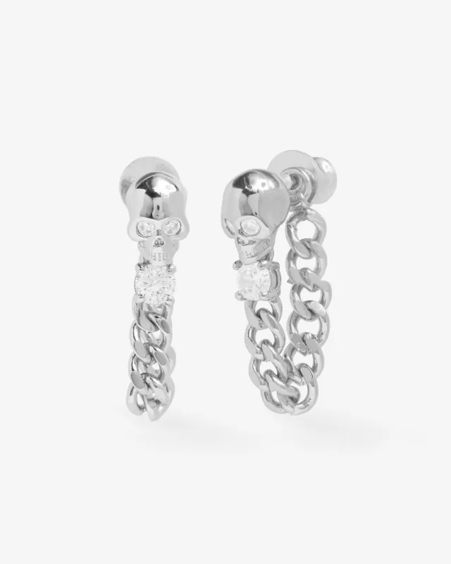 Ride or Die Soft Hoops 6.8mm - Silver|White Diamondettes made by Melinda Maria