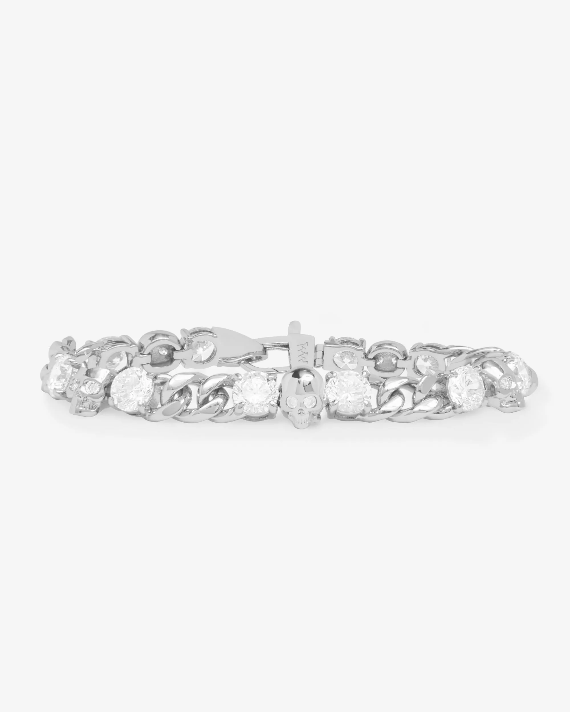 Ride or Die Cuban Chain Bracelet 6.8mm - Silver|White Diamondettes sold by Melinda Maria
