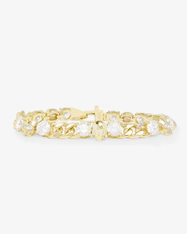 Ride or Die Cuban Chain Bracelet 6.8mm - Gold|White Diamondettes sold by Melinda Maria